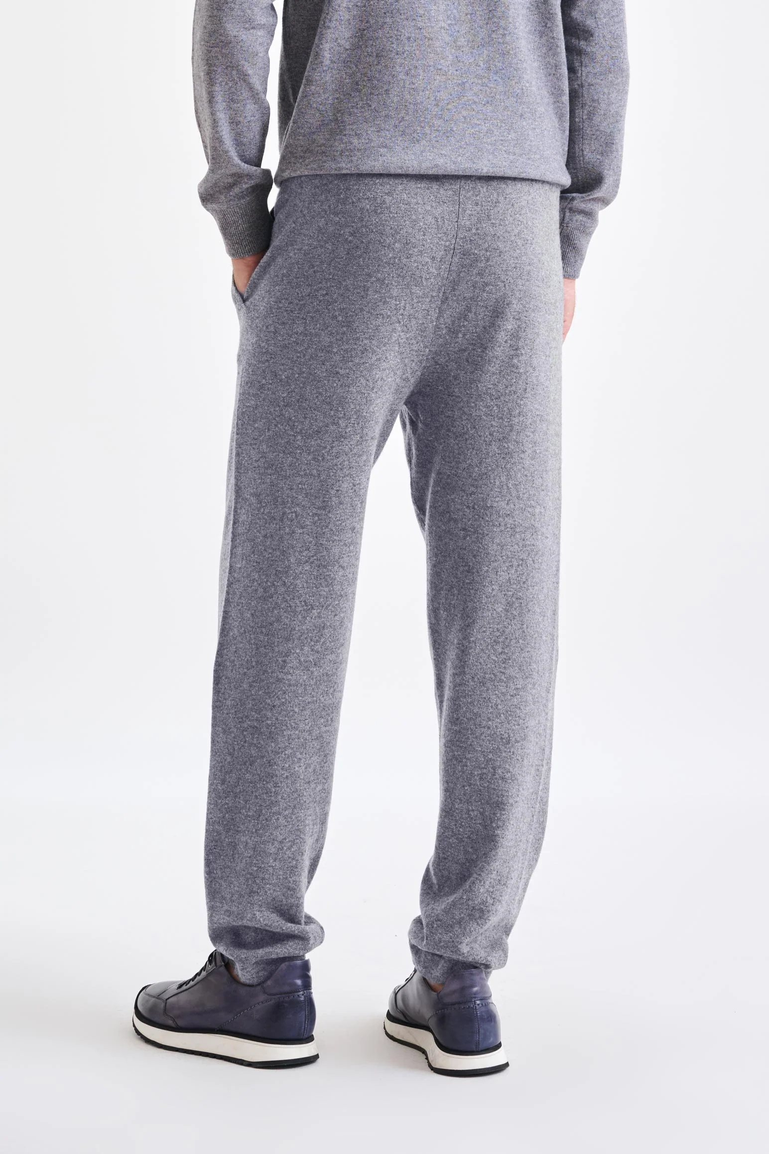 Grey 100% Cashmere Casual Knitted Trousers - Image 2