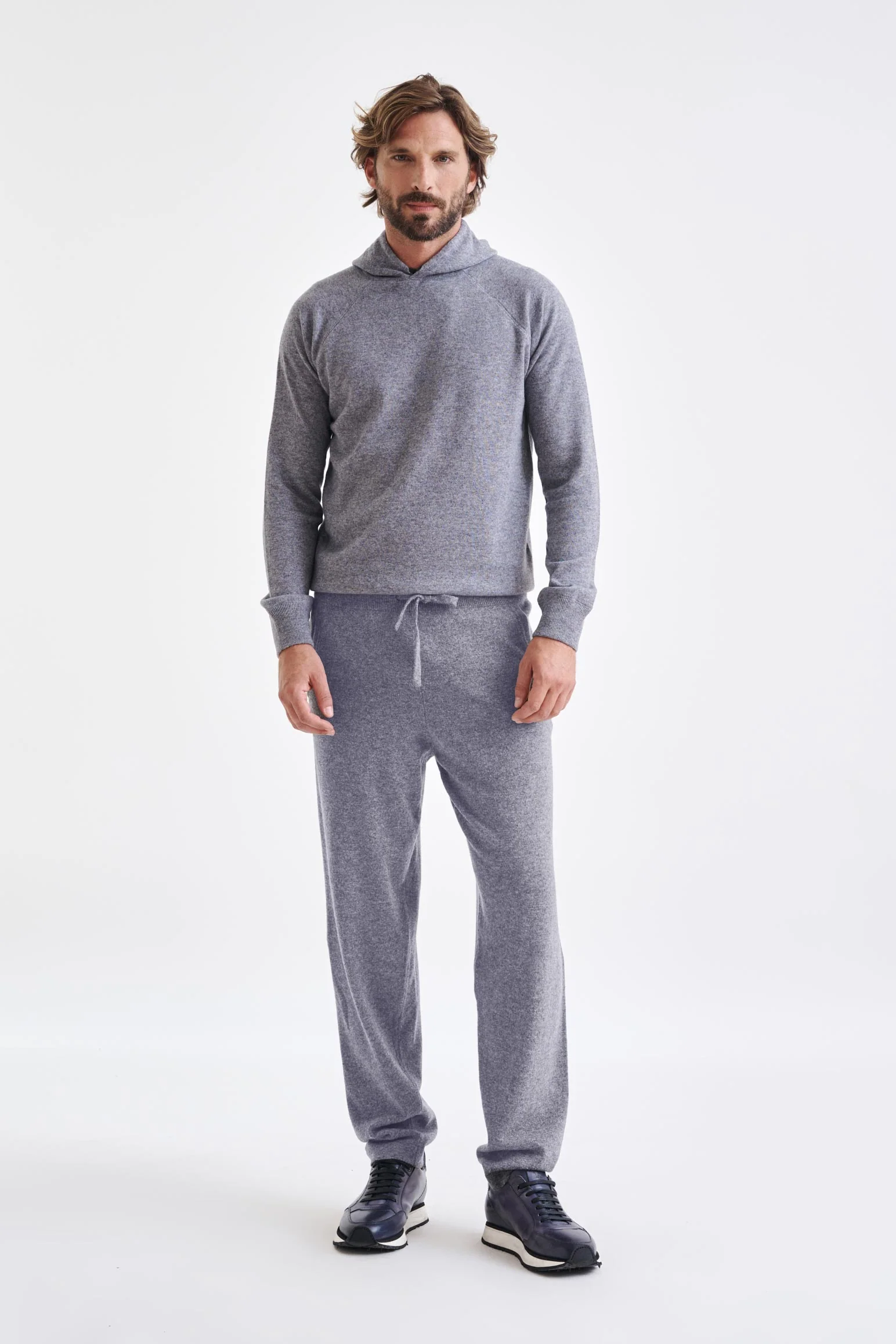 Grey 100% Cashmere Casual Knitted Trousers - Image 3