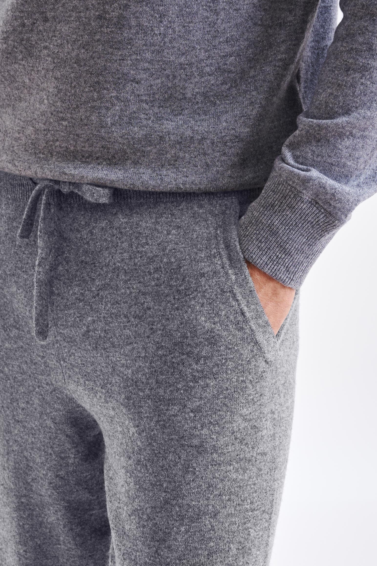 Grey 100% Cashmere Casual Knitted Trousers - Image 4