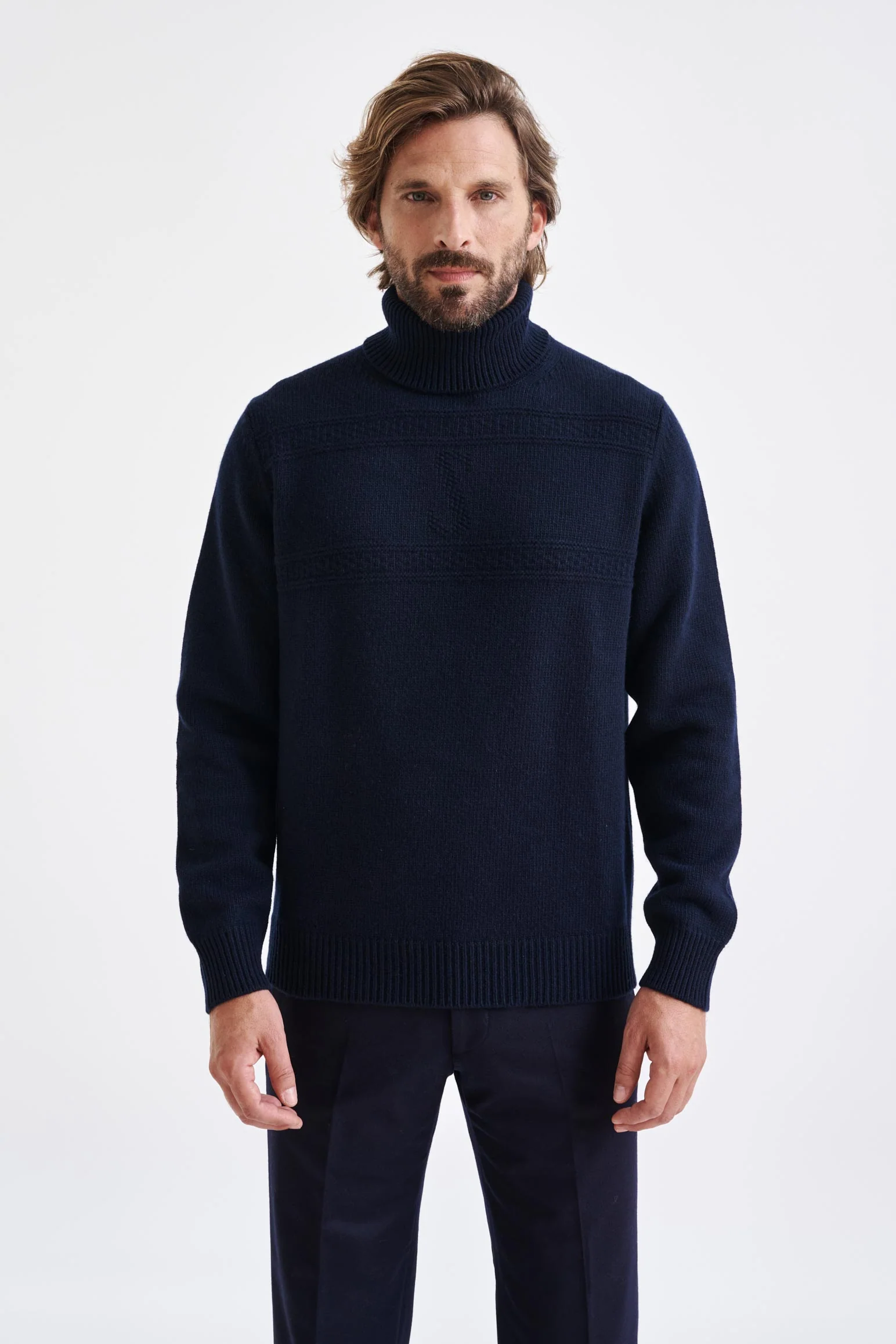 Neptune Blue Wool & Cashmere Glamis Knitwear