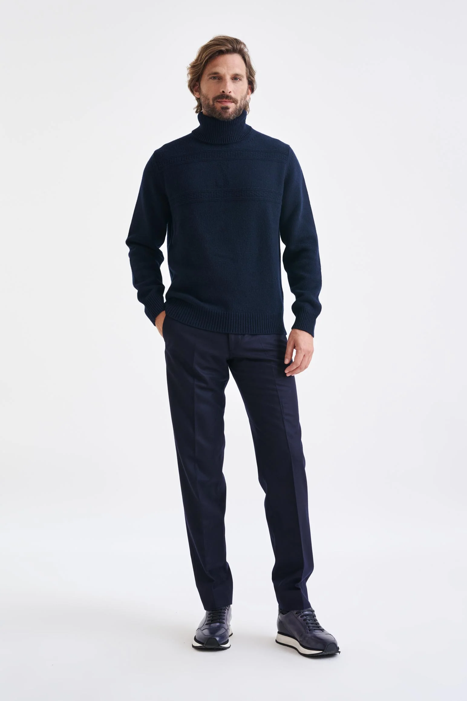 Neptune Blue Wool & Cashmere Glamis Knitwear - Image 3