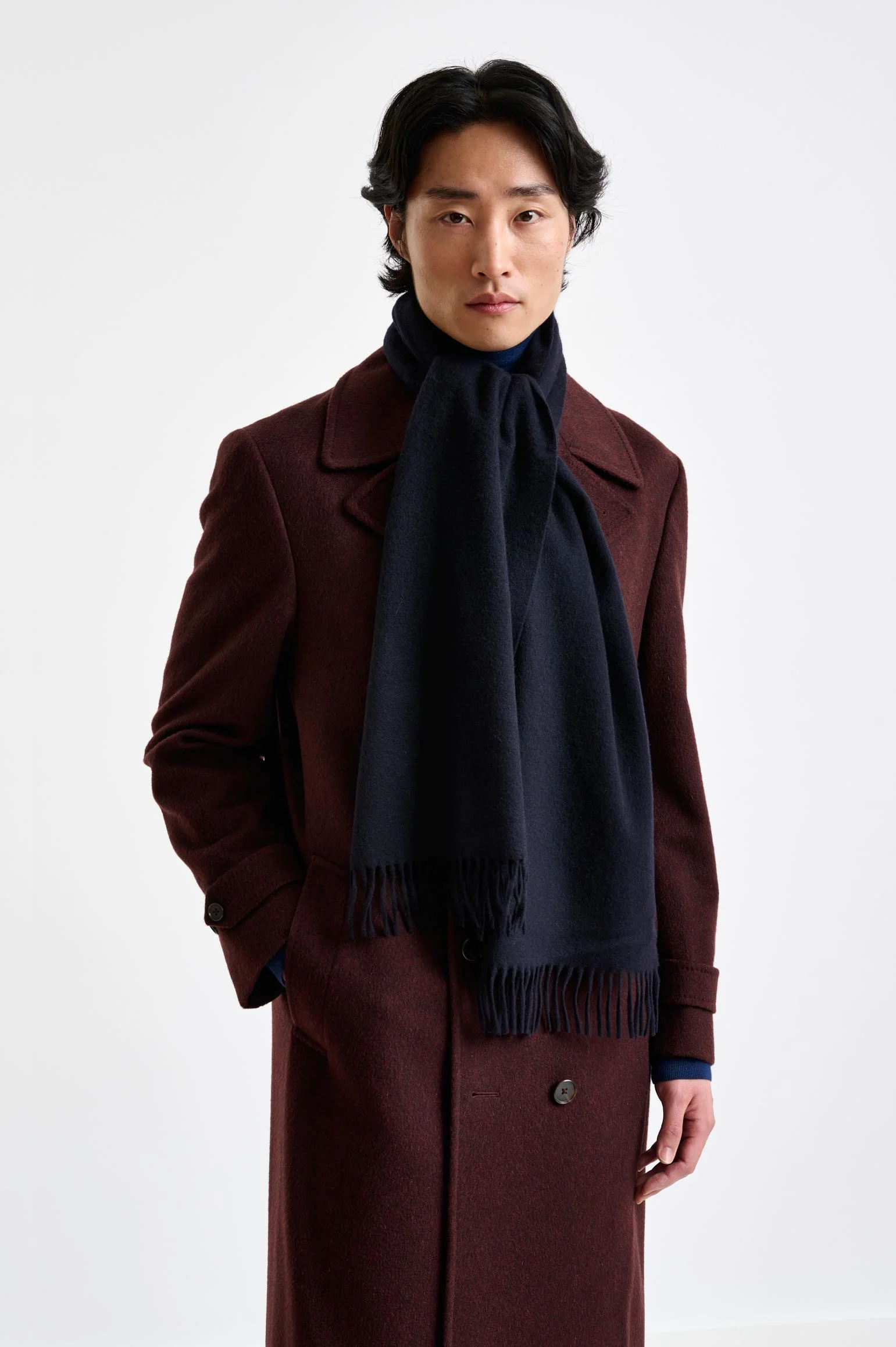 Navy 100% Pure Cashmere Scarf