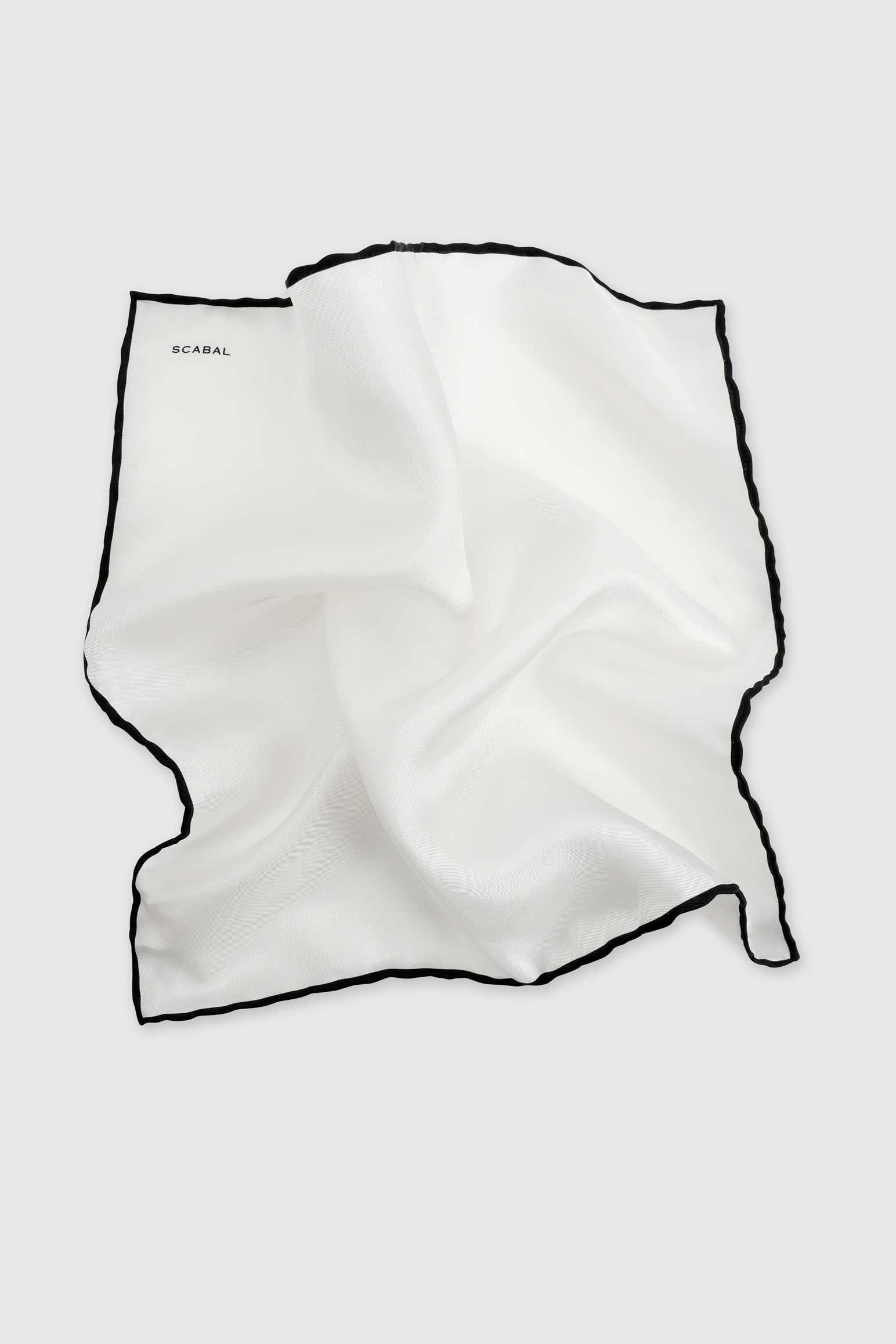 Black Logo 100% Silk Handmade Pocket Square - Image 2