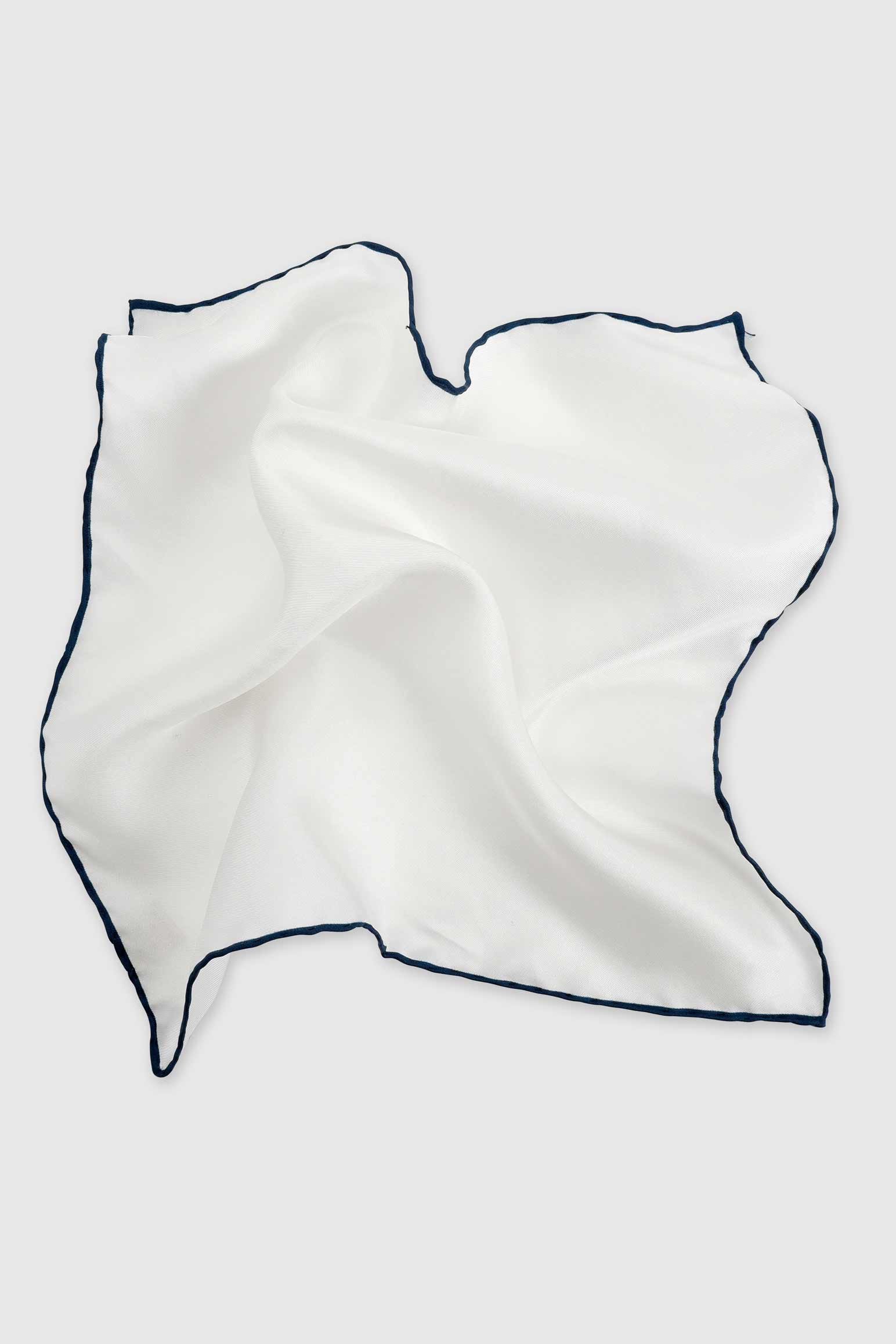 Navy Logo 100% Silk Handmade Pocket Square - Image 2