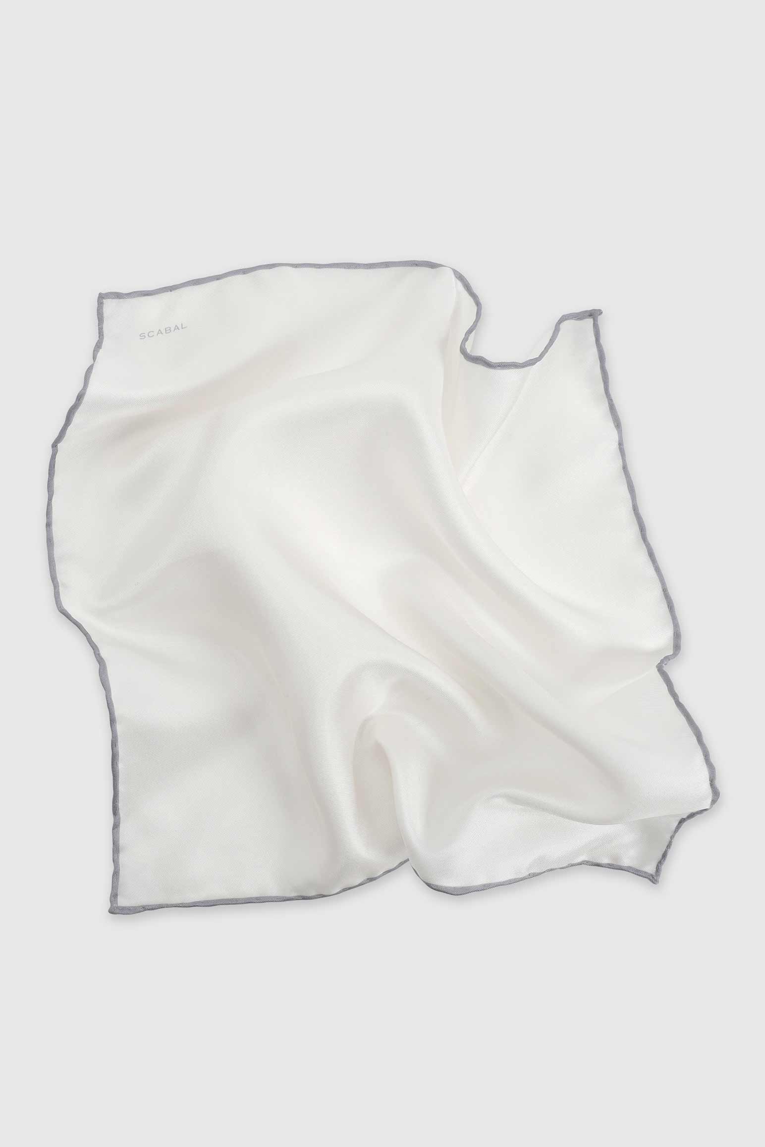 Silver Grey Logo 100% Silk Handmade Pocket Square - Image 2