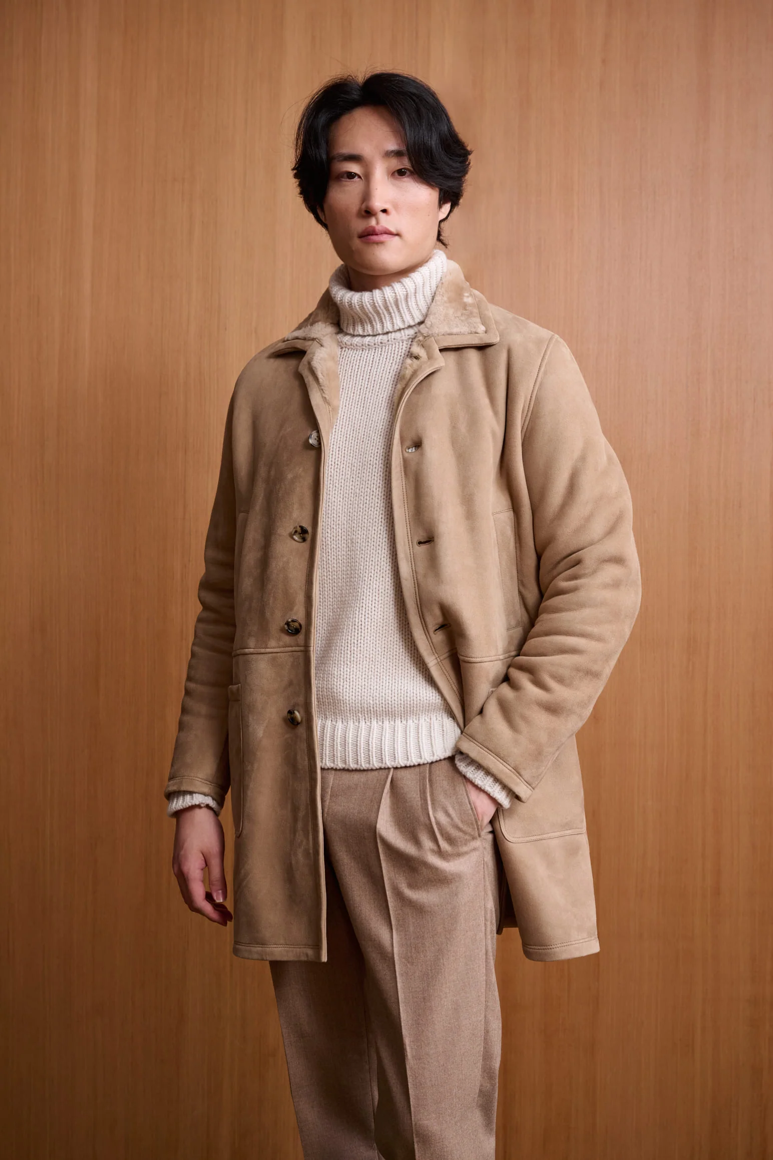 Almond Shearling Havant Coat
