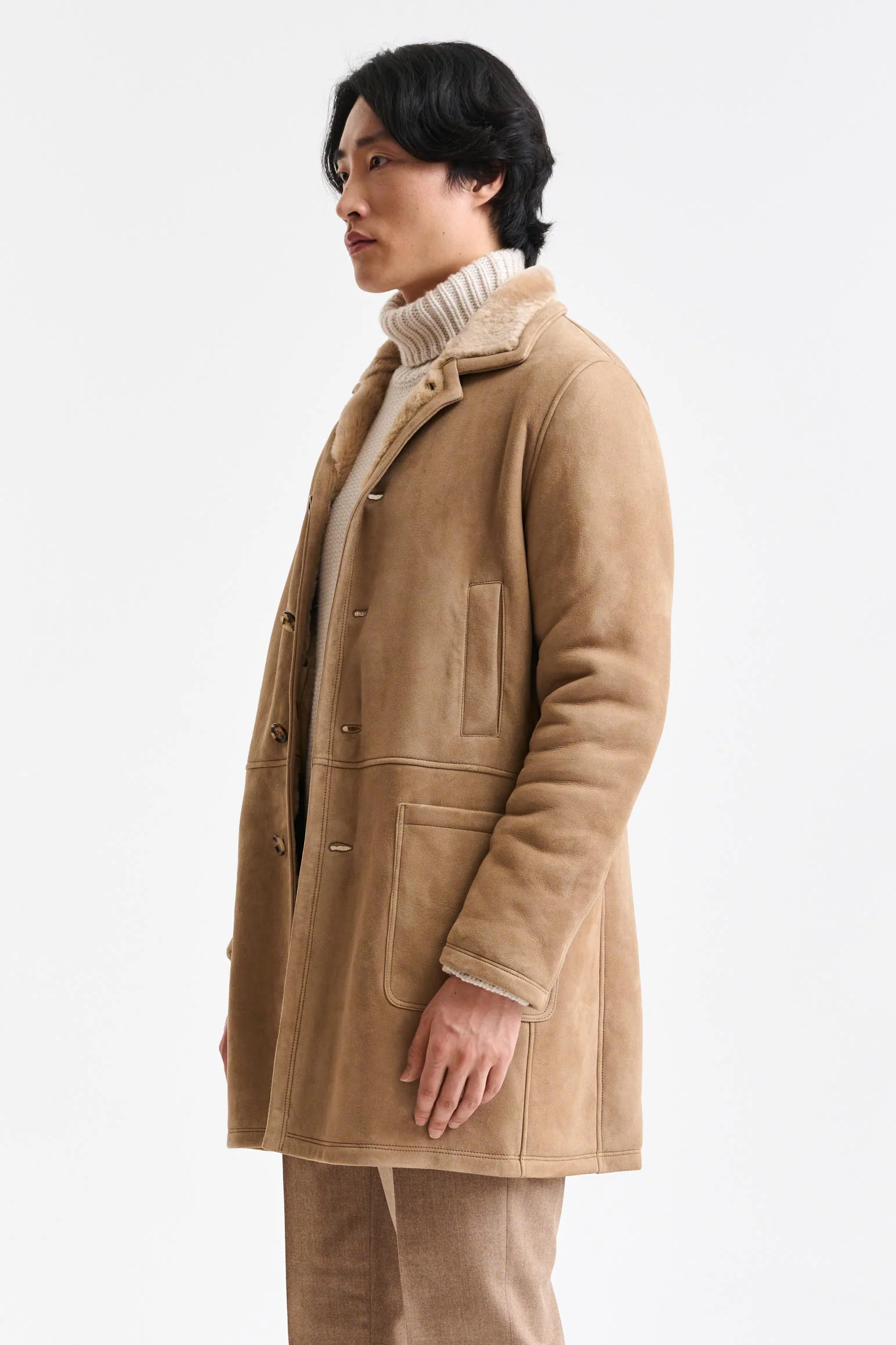 Almond Shearling Havant Coat - Image 9