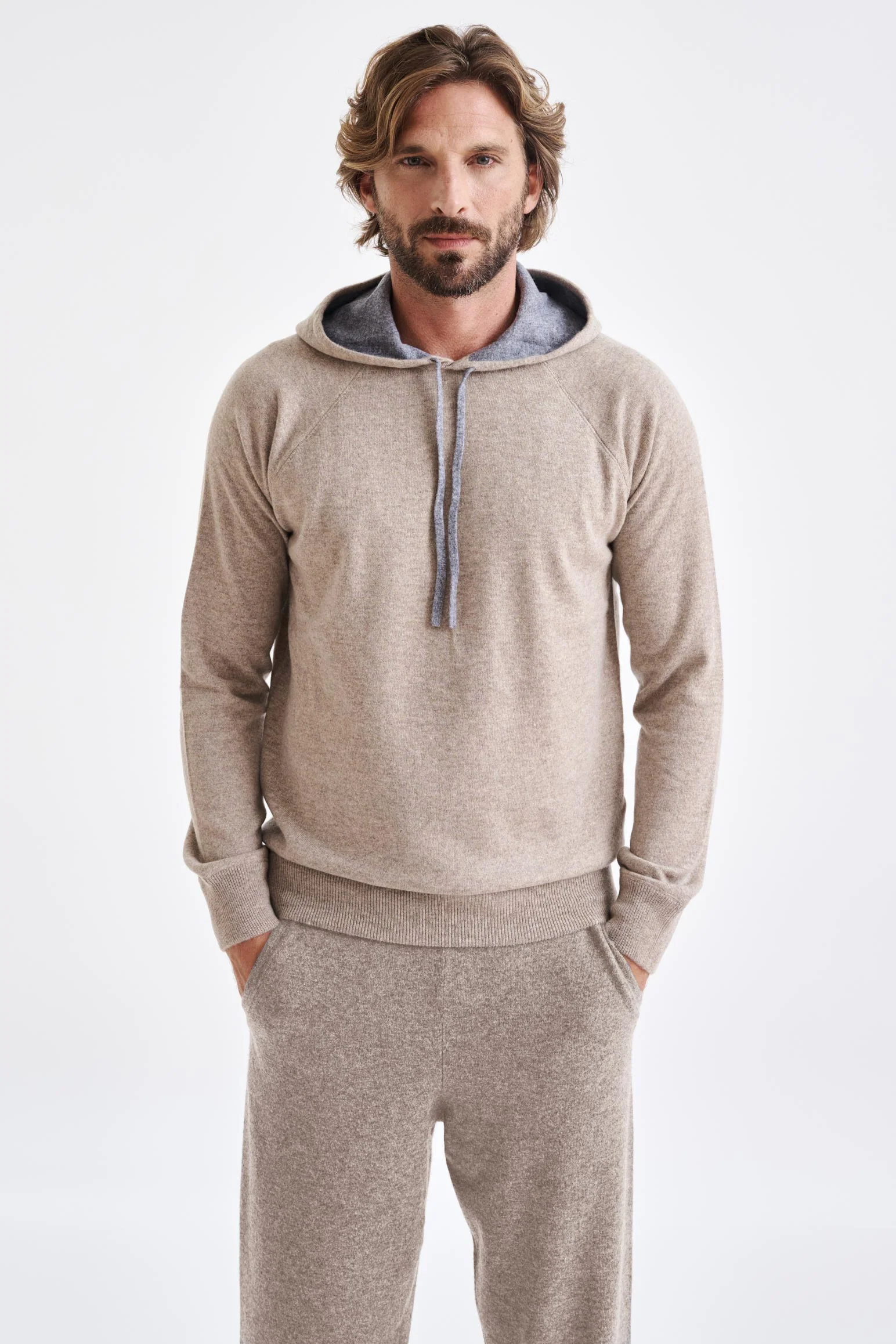 Sand Melange 100% Cashmere Bakewell Hoodie