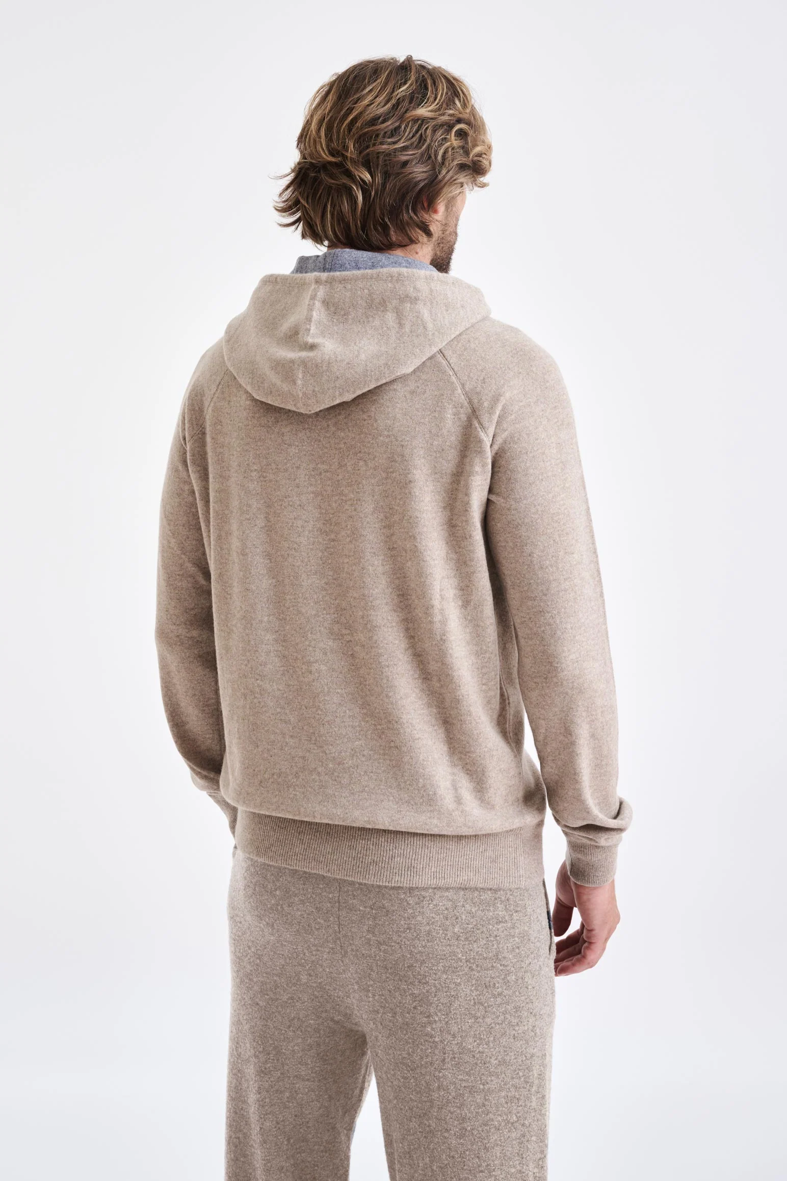 Sand Melange 100% Cashmere Bakewell Hoodie - Image 4