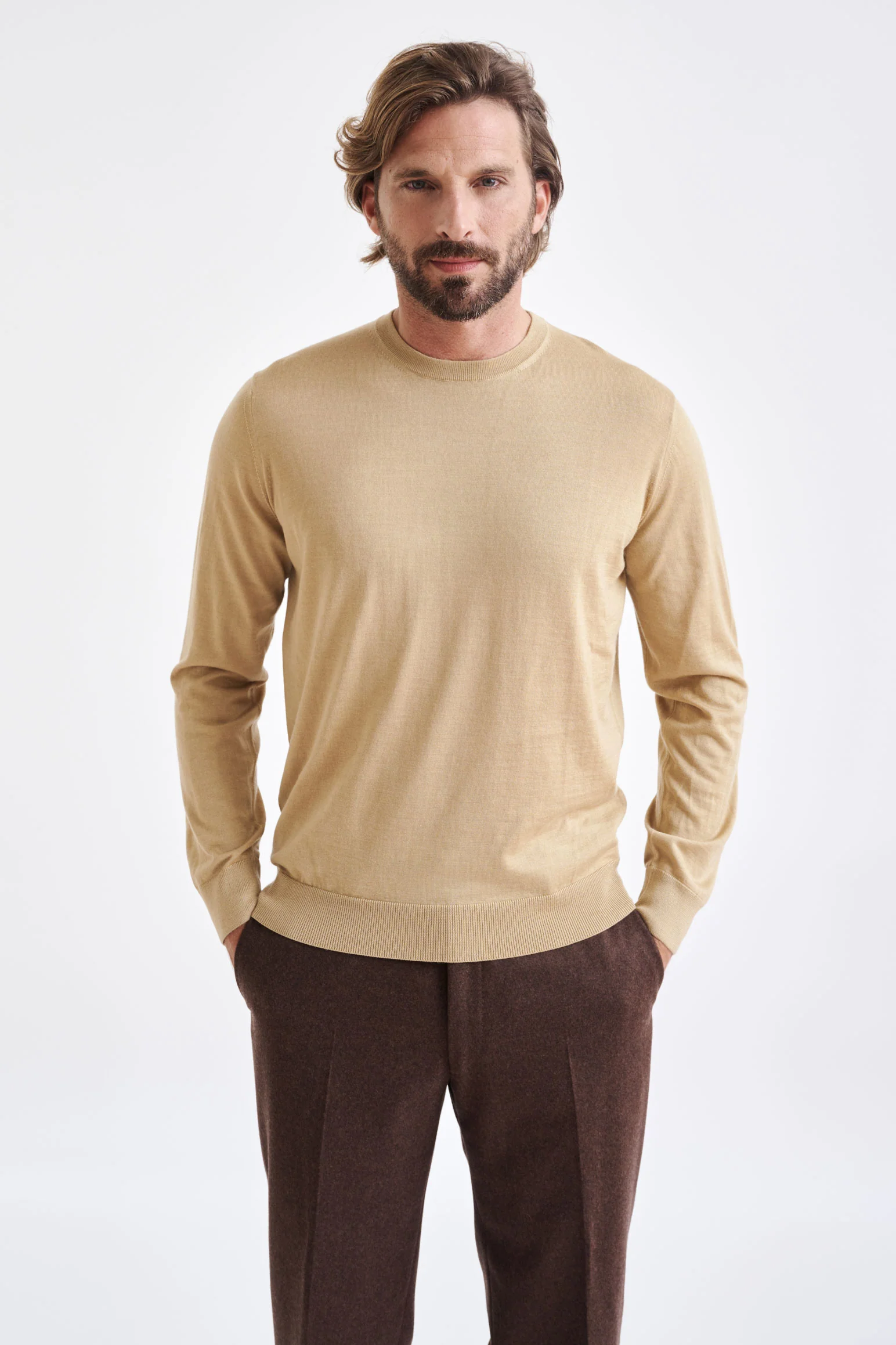 Beeswax Cashmere Merino Silk Blend Crewe Sweater