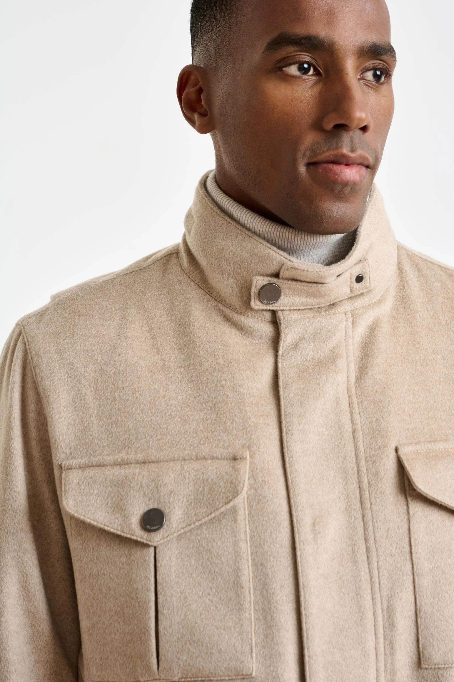 Beige 100% Cashmere Dartmoor Field Jacket Zeus - Image 4