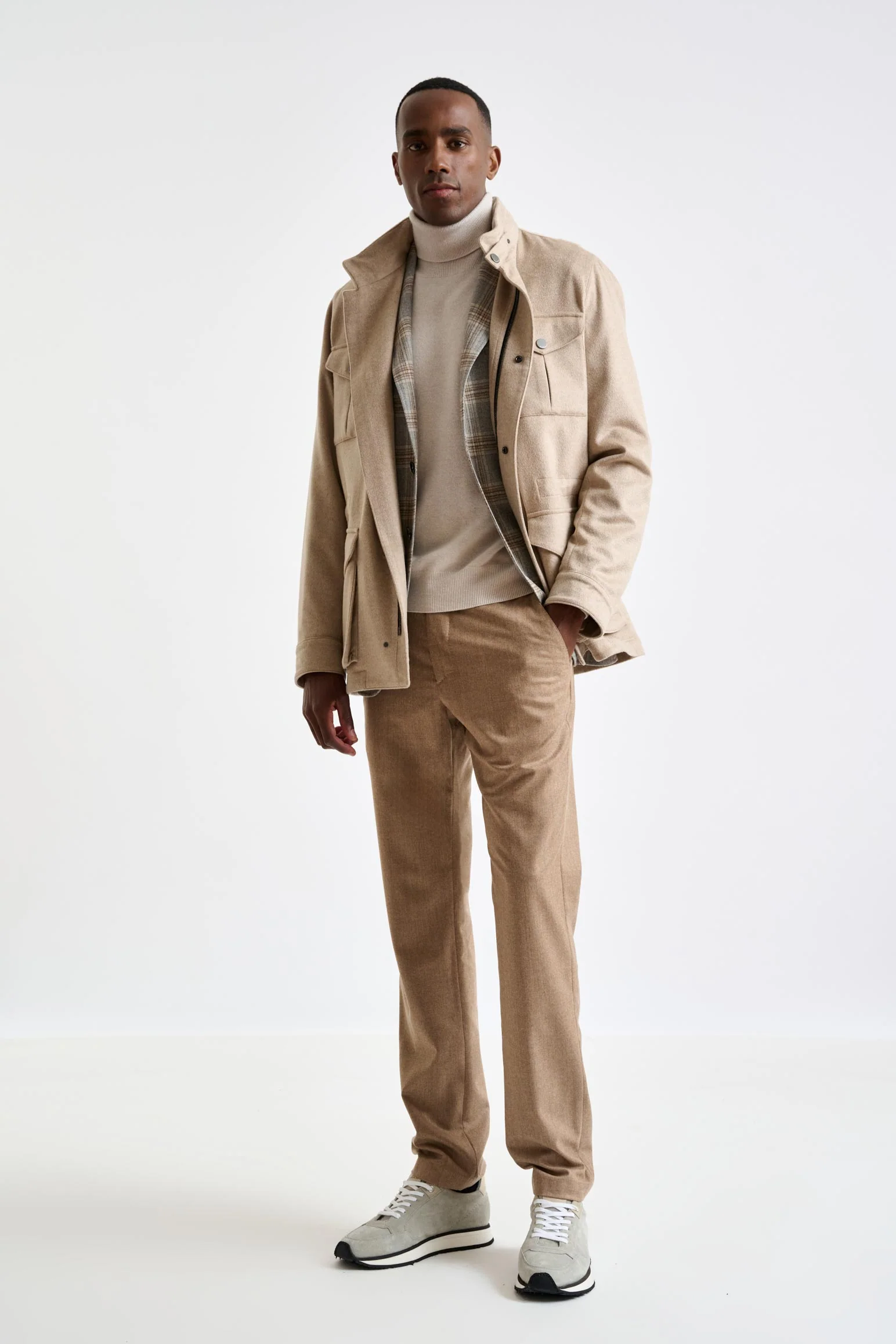 Beige 100% Cashmere Dartmoor Field Jacket Zeus - Image 5