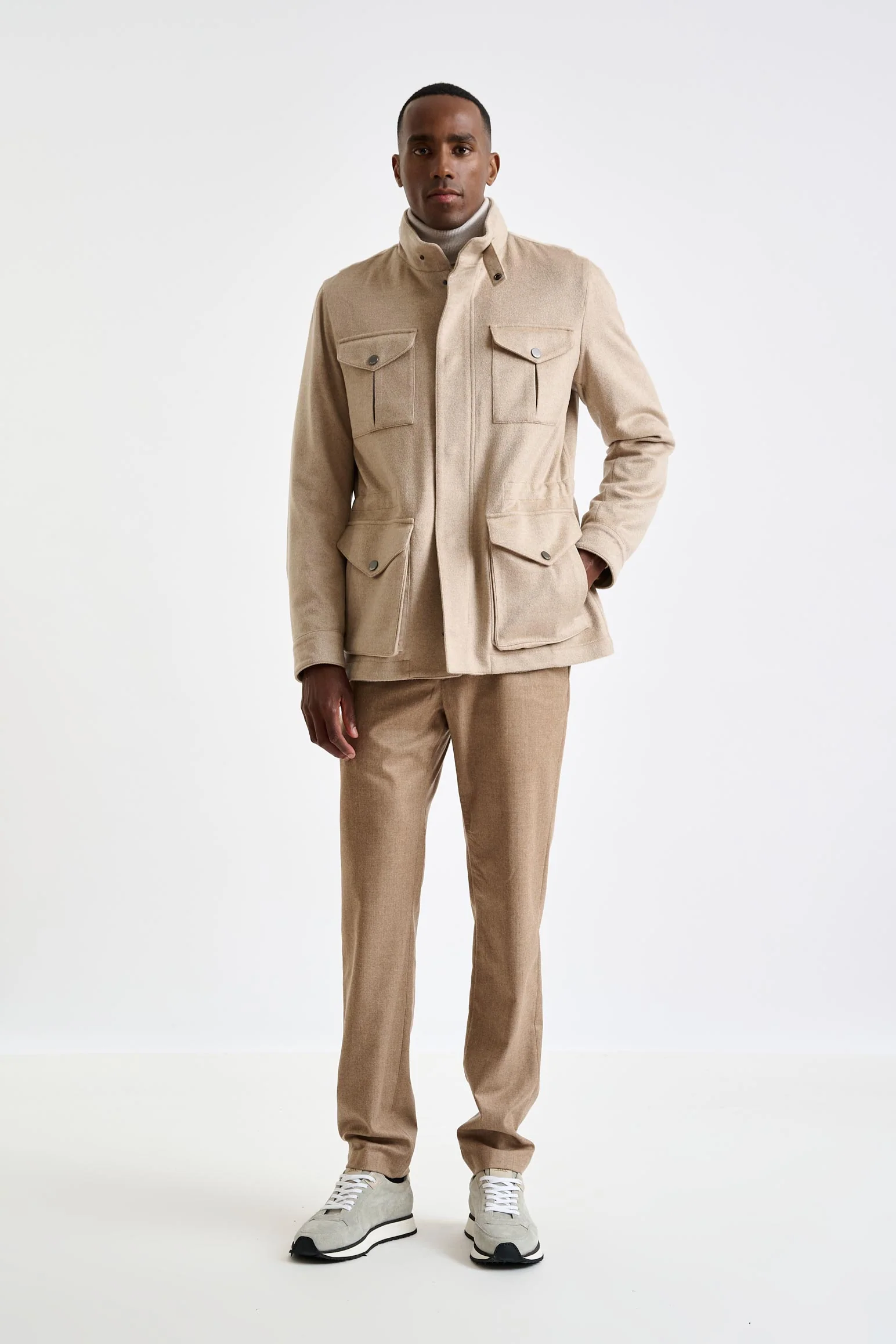 Beige 100% Cashmere Dartmoor Field Jacket Zeus - Image 6