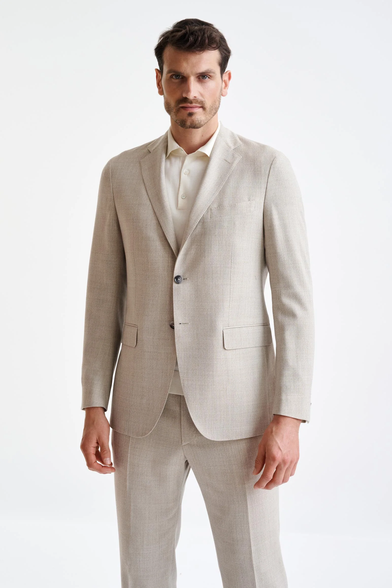 Beige 100% Wool Kenton Jacket Lifestyle