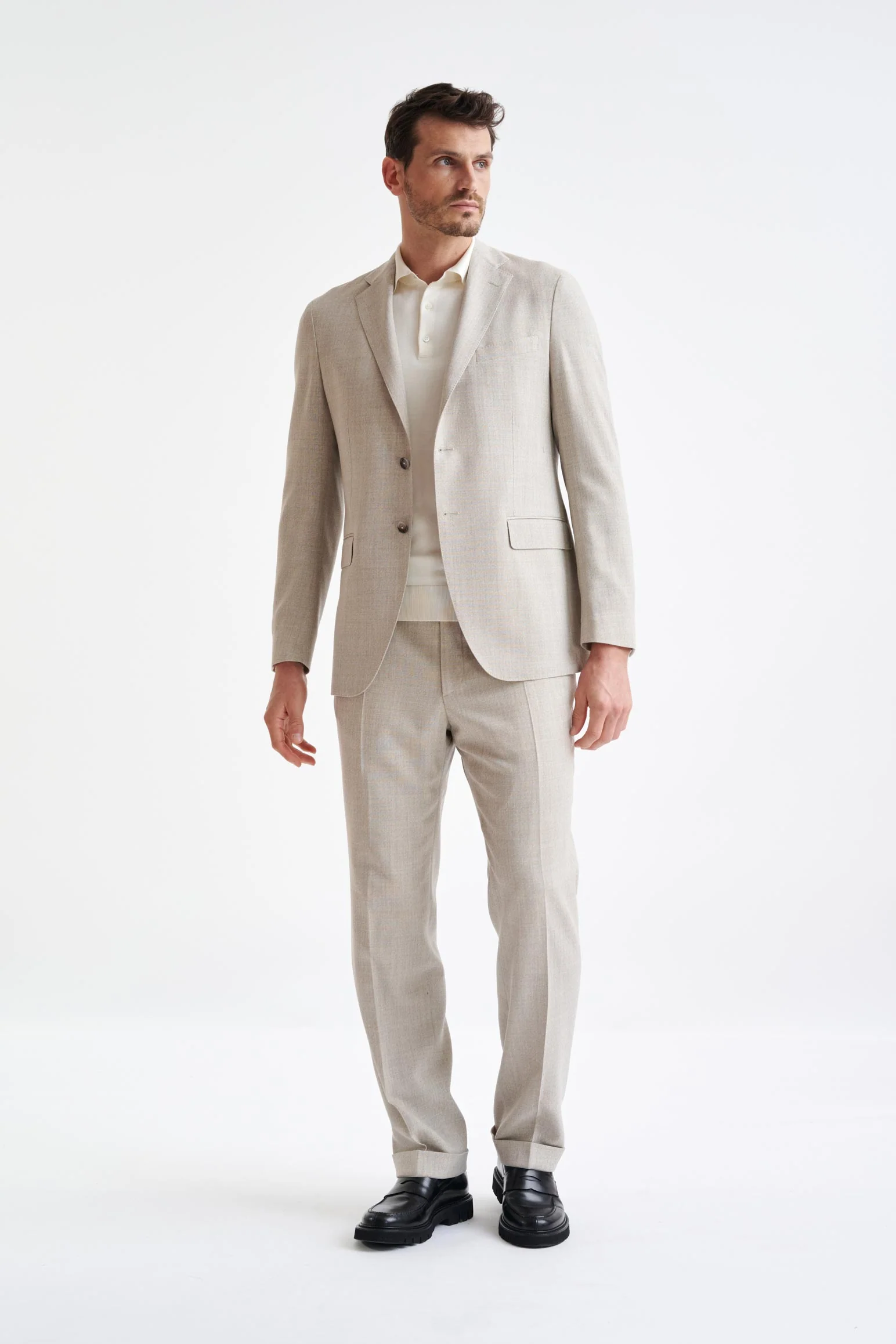 Beige 100% Wool Kenton Jacket Lifestyle - Image 6