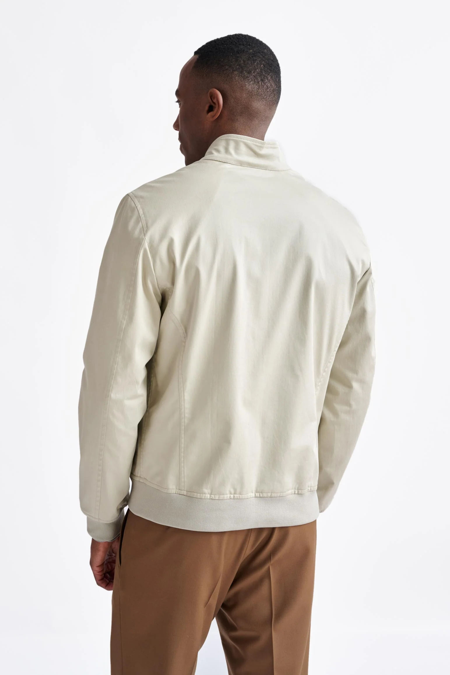 Beige Cashmere Cotton Warwick Bomber Jacket - Image 4