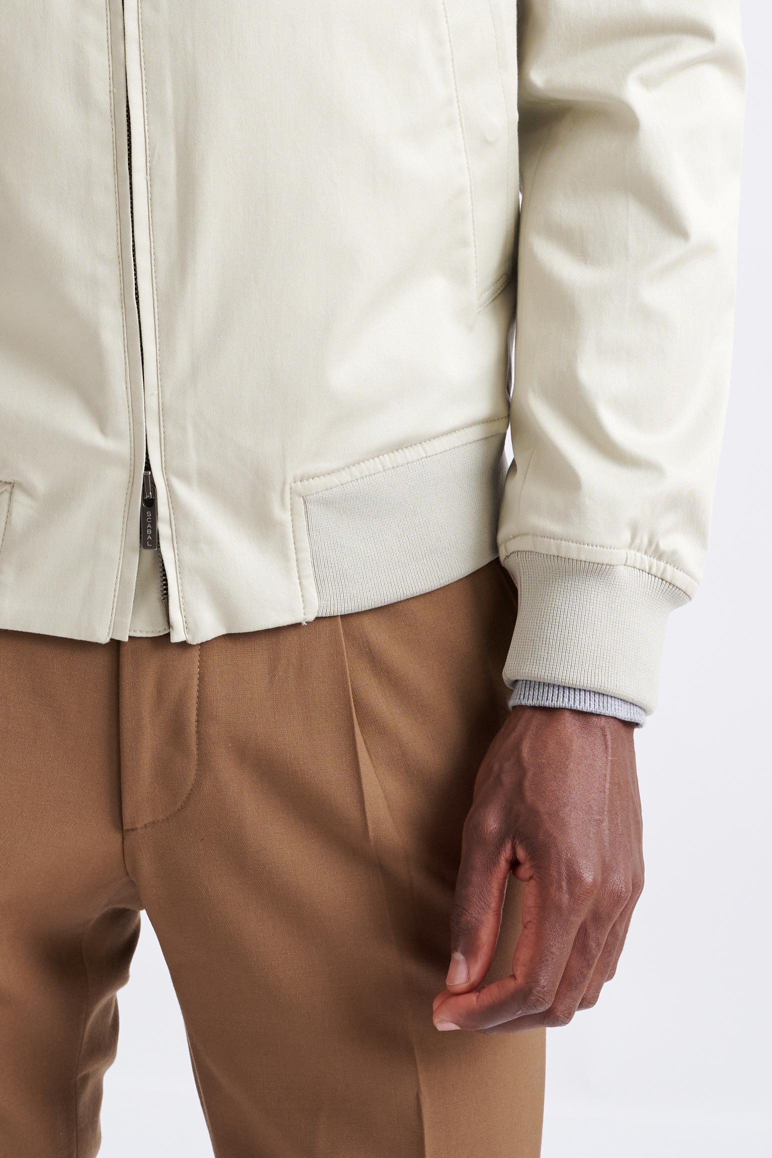 Beige Cashmere Cotton Warwick Bomber Jacket - Image 5