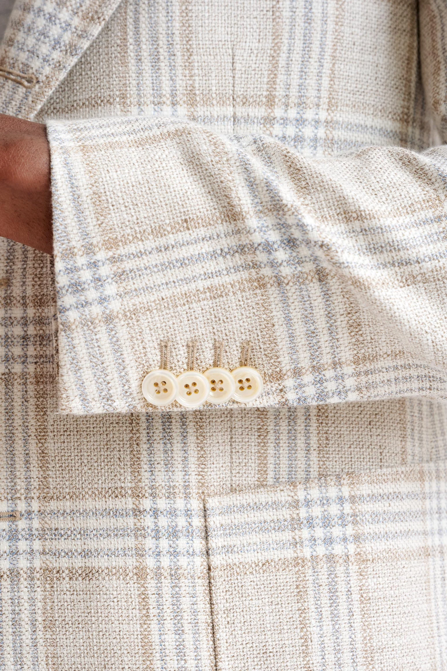 Beige Grey Cream Cotton & Linen Soho Jacket Amalfi Trend - Image 2