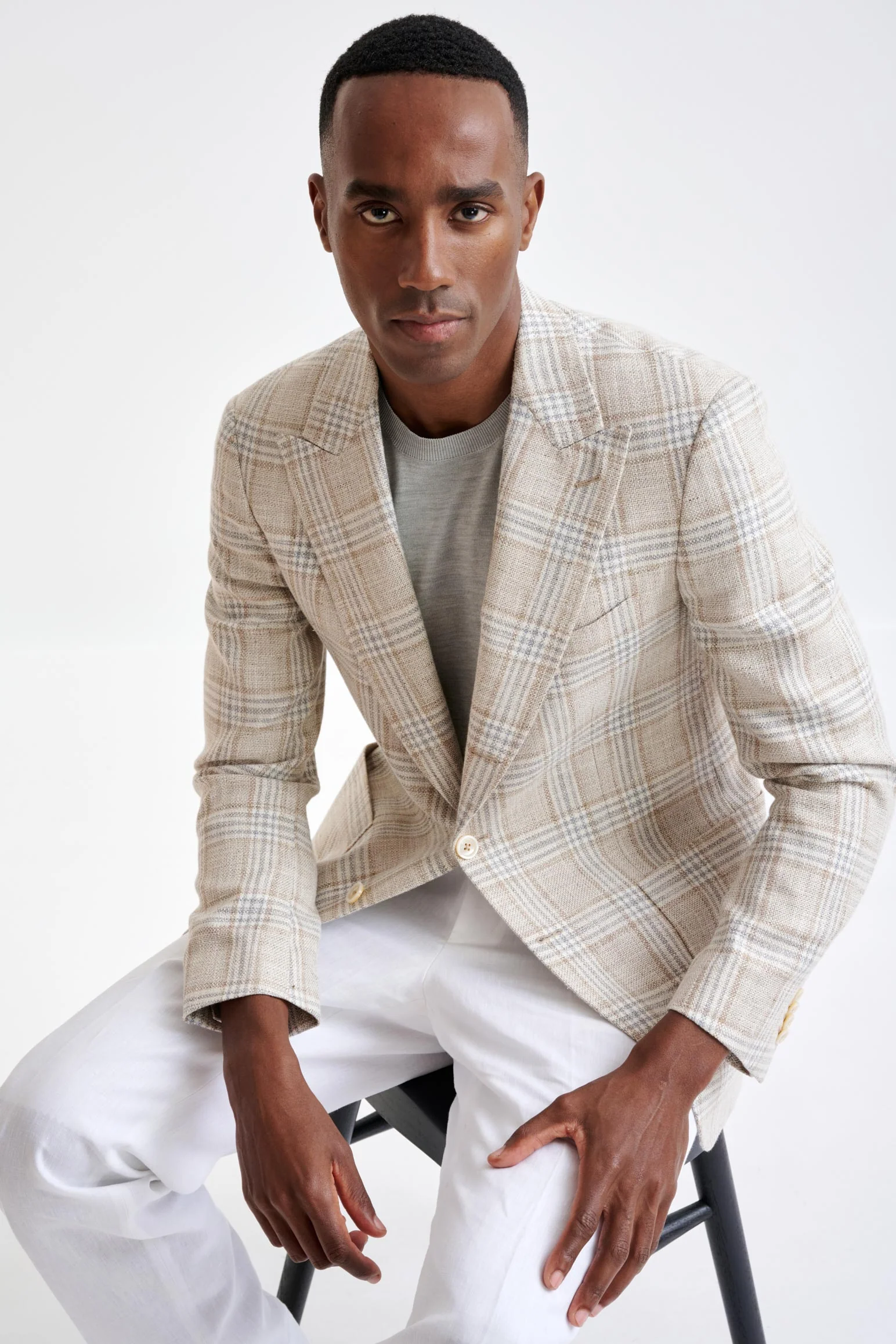 Beige Grey Cream Cotton & Linen Soho Jacket Amalfi Trend - Image 7