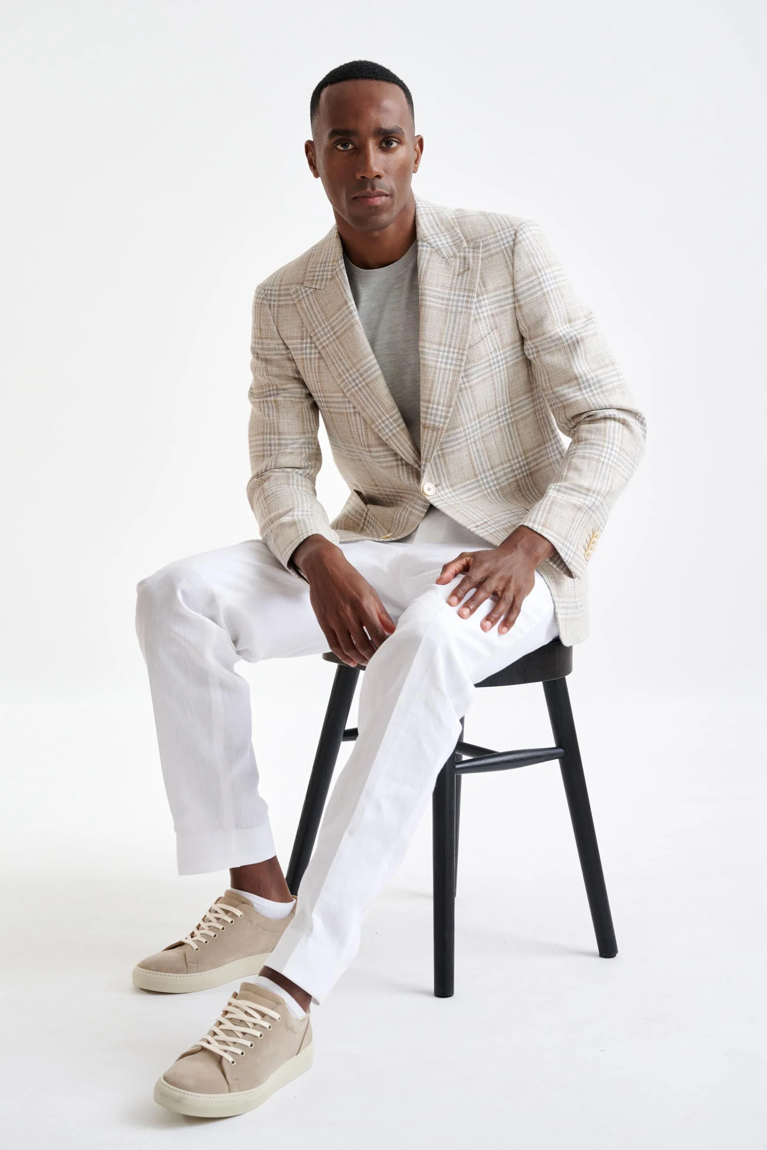 Beige Grey Cream Cotton & Linen Soho Jacket Amalfi Trend - Image 9