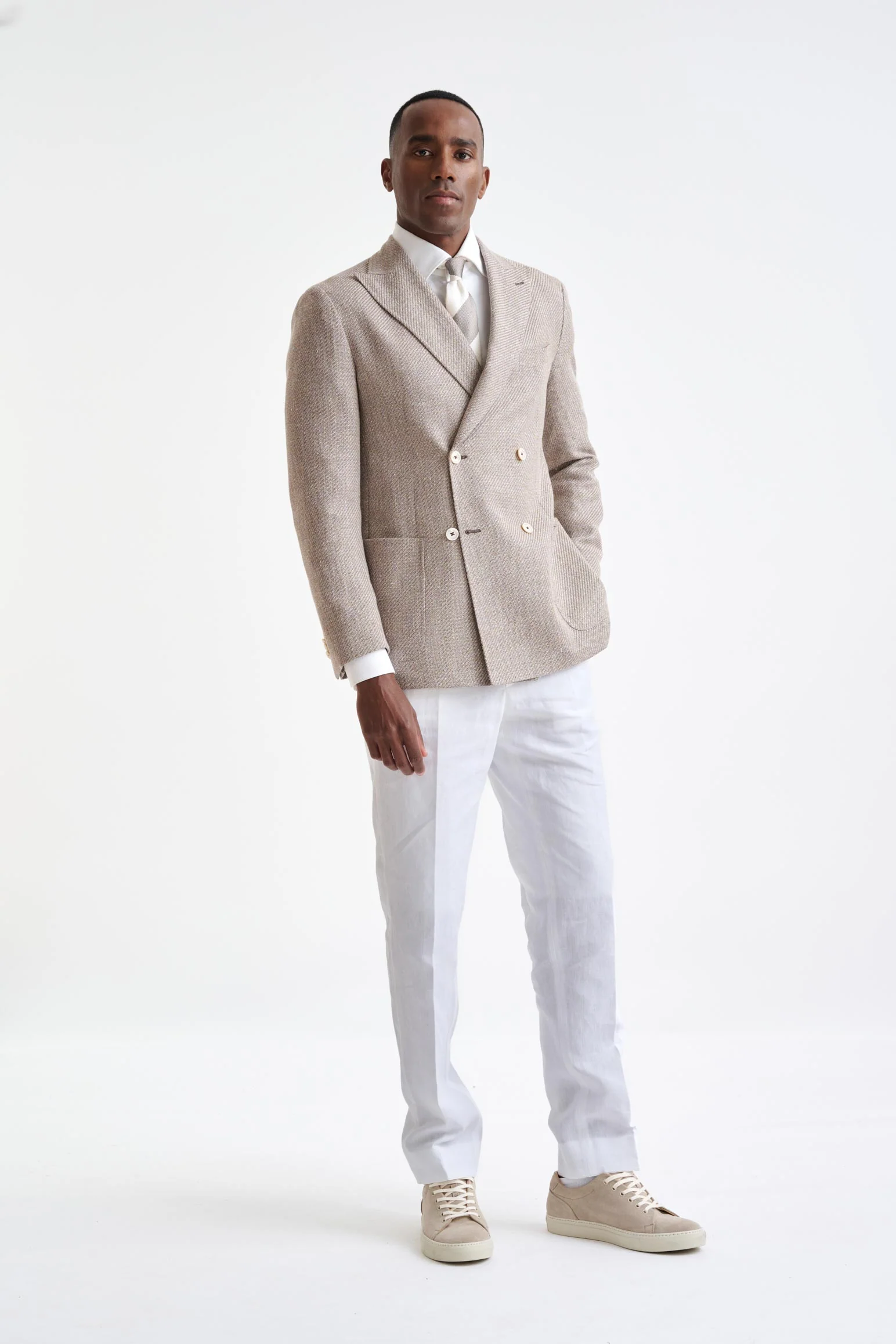 Light Brown Wool & Linen Kenton Jacket Amalfi Trend - Image 6