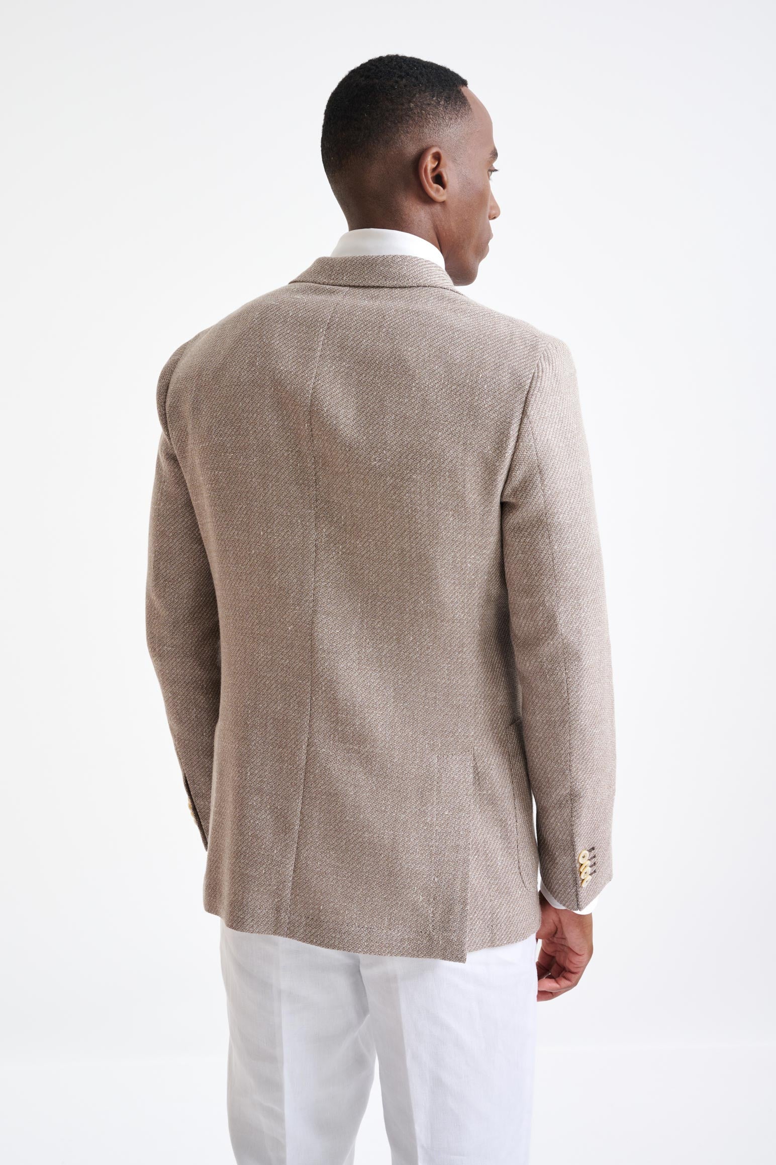 Light Brown Wool & Linen Kenton Jacket Amalfi Trend - Image 8