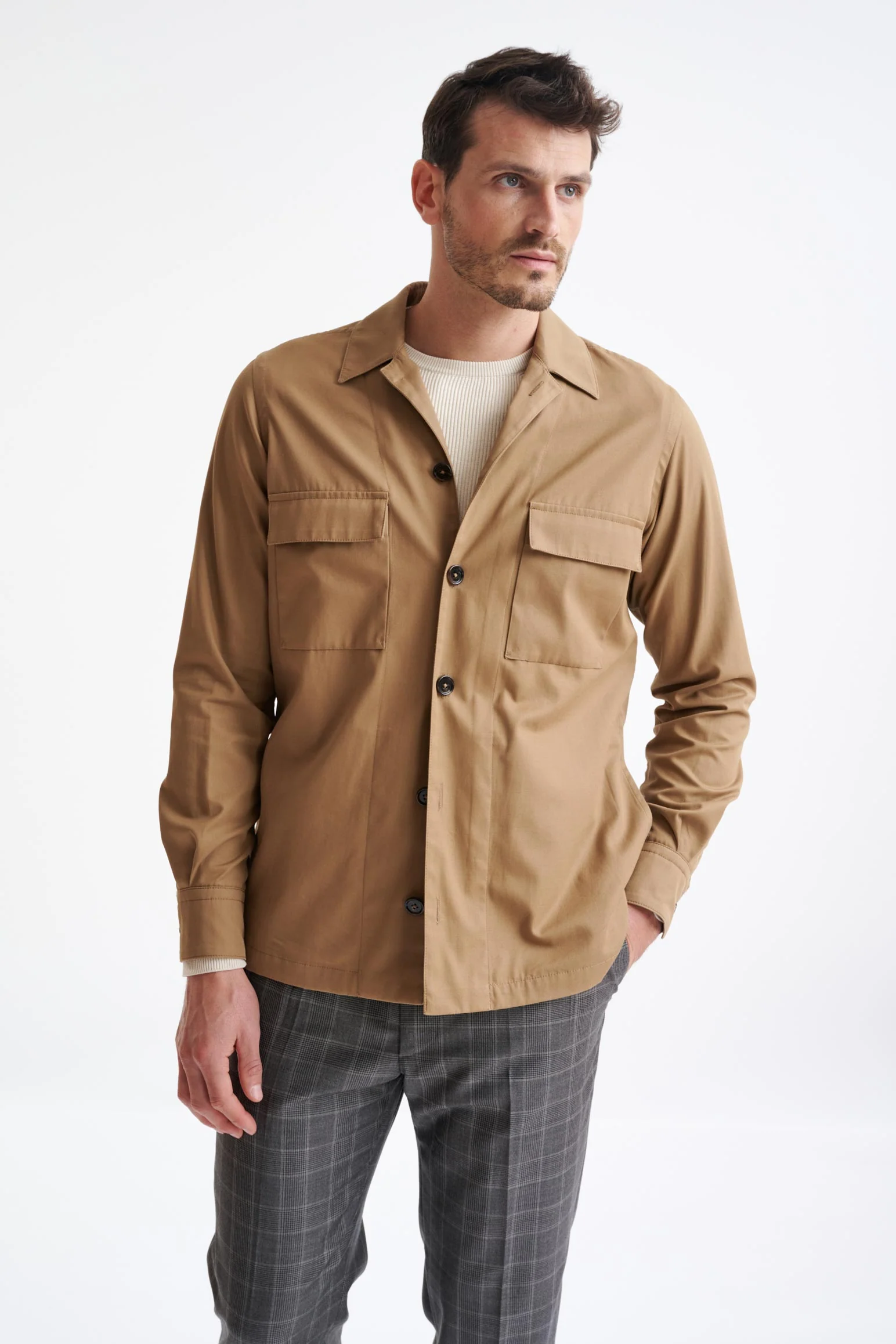 Beige Plymouth Overshirt Cashmere Cotton