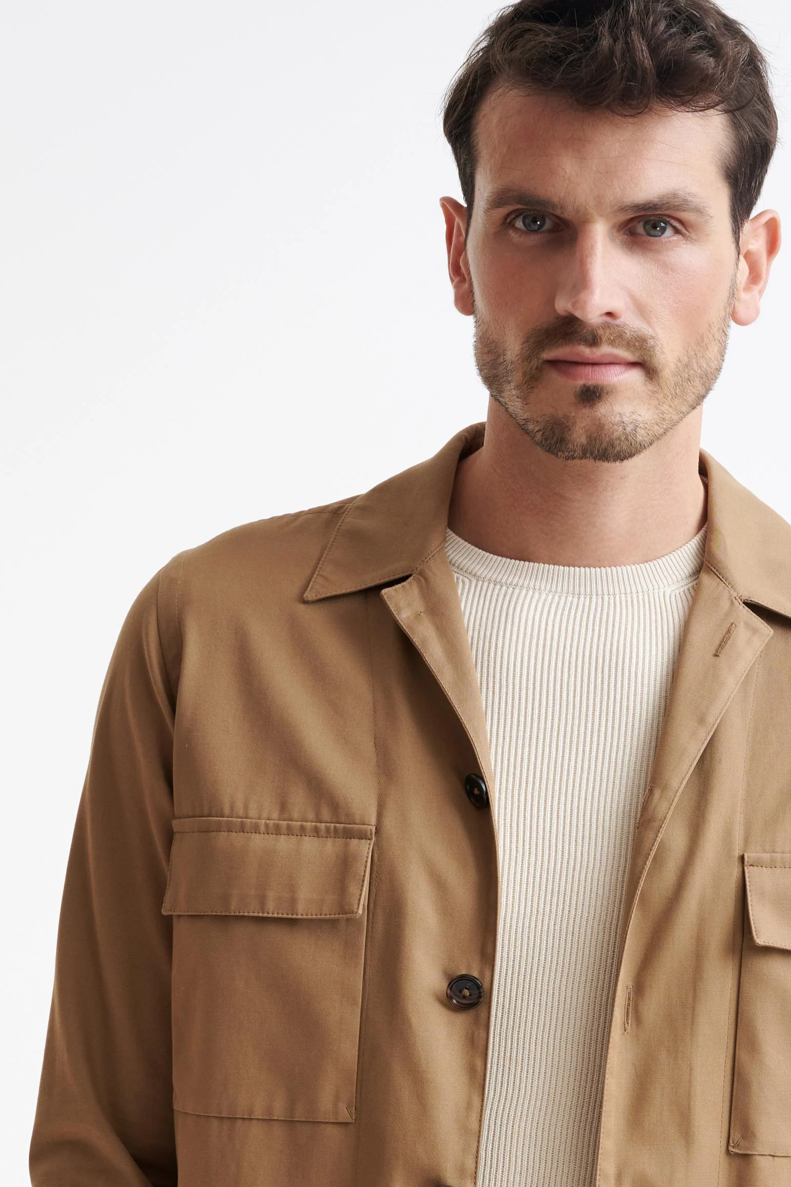 Beige Plymouth Overshirt Cashmere Cotton - Image 3