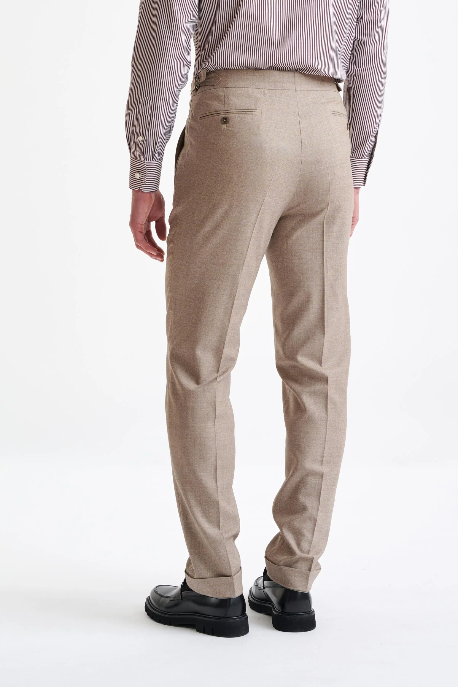 Beige Super 130's Wool Farley Trousers Crossover - Image 5