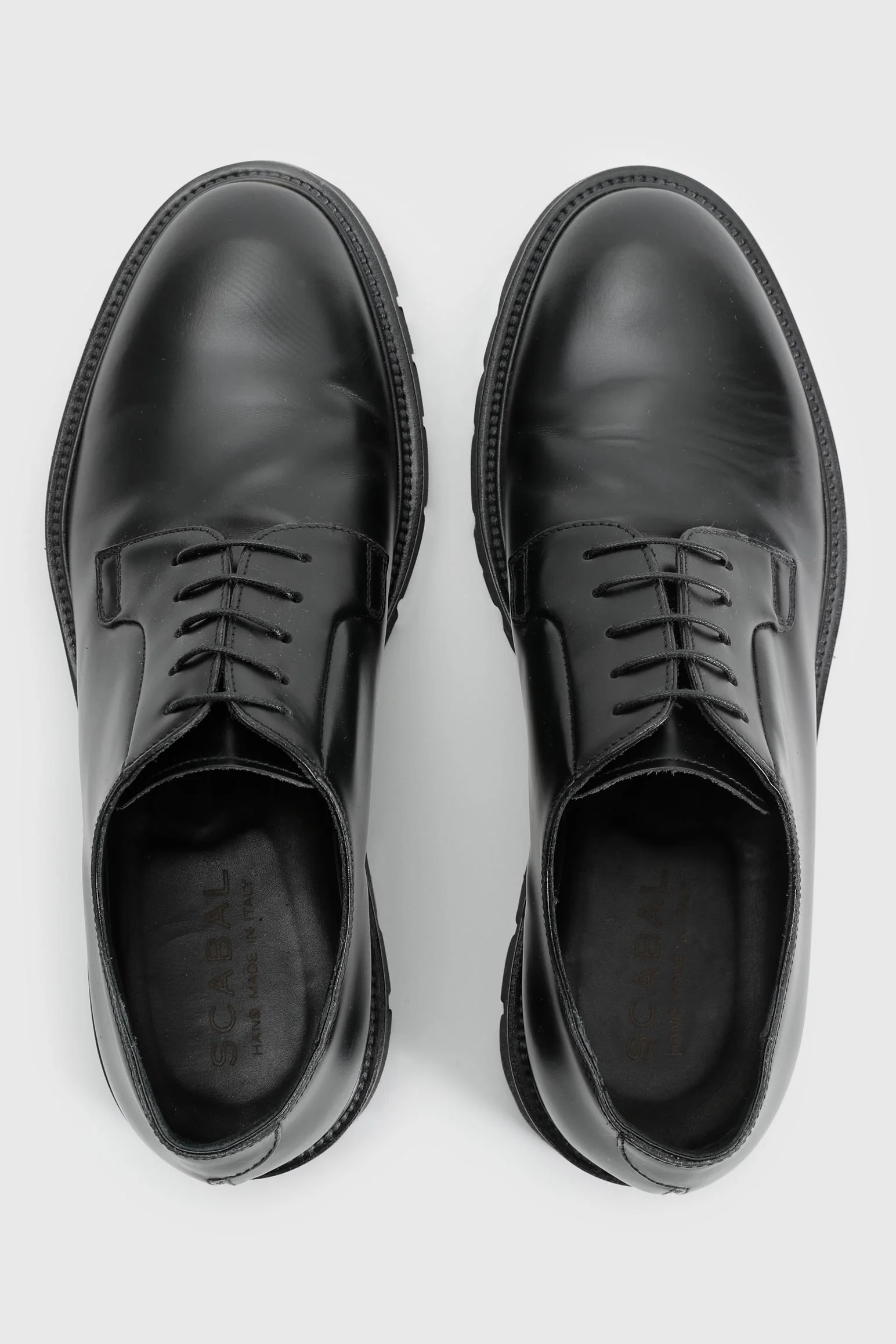 Black Glazed Calfskin Derby R Shoes - Image 2