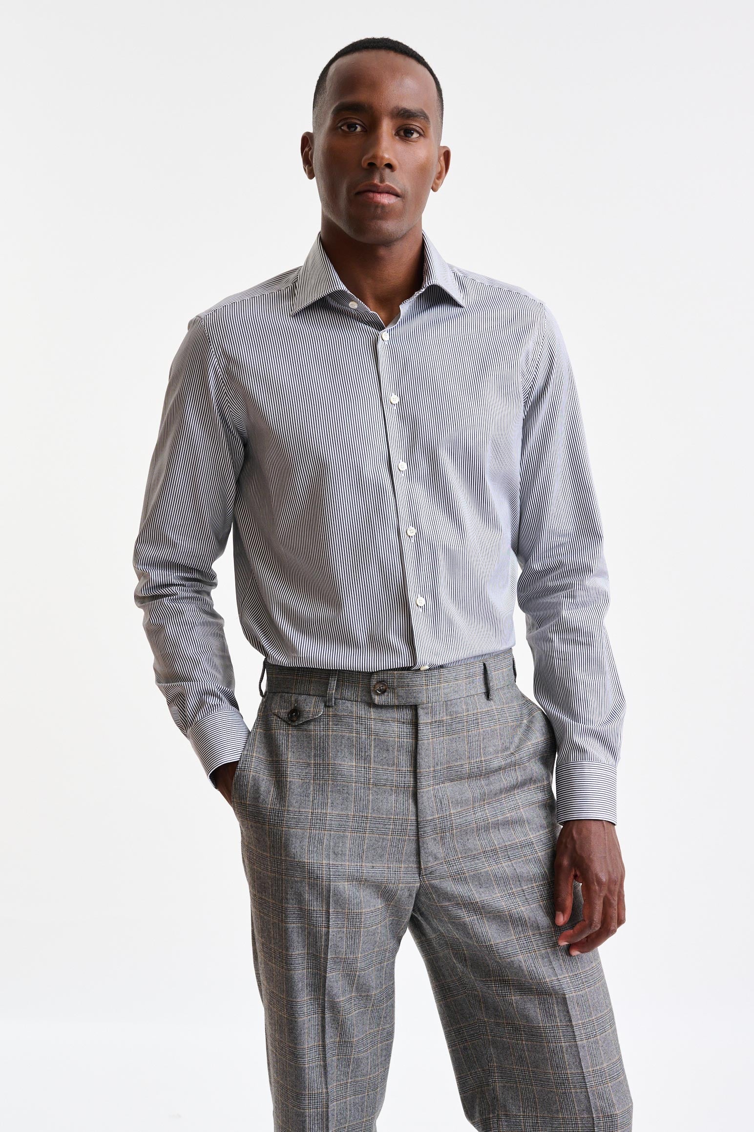 Black & White Stripped 100% Cotton Twill Formal Shirt