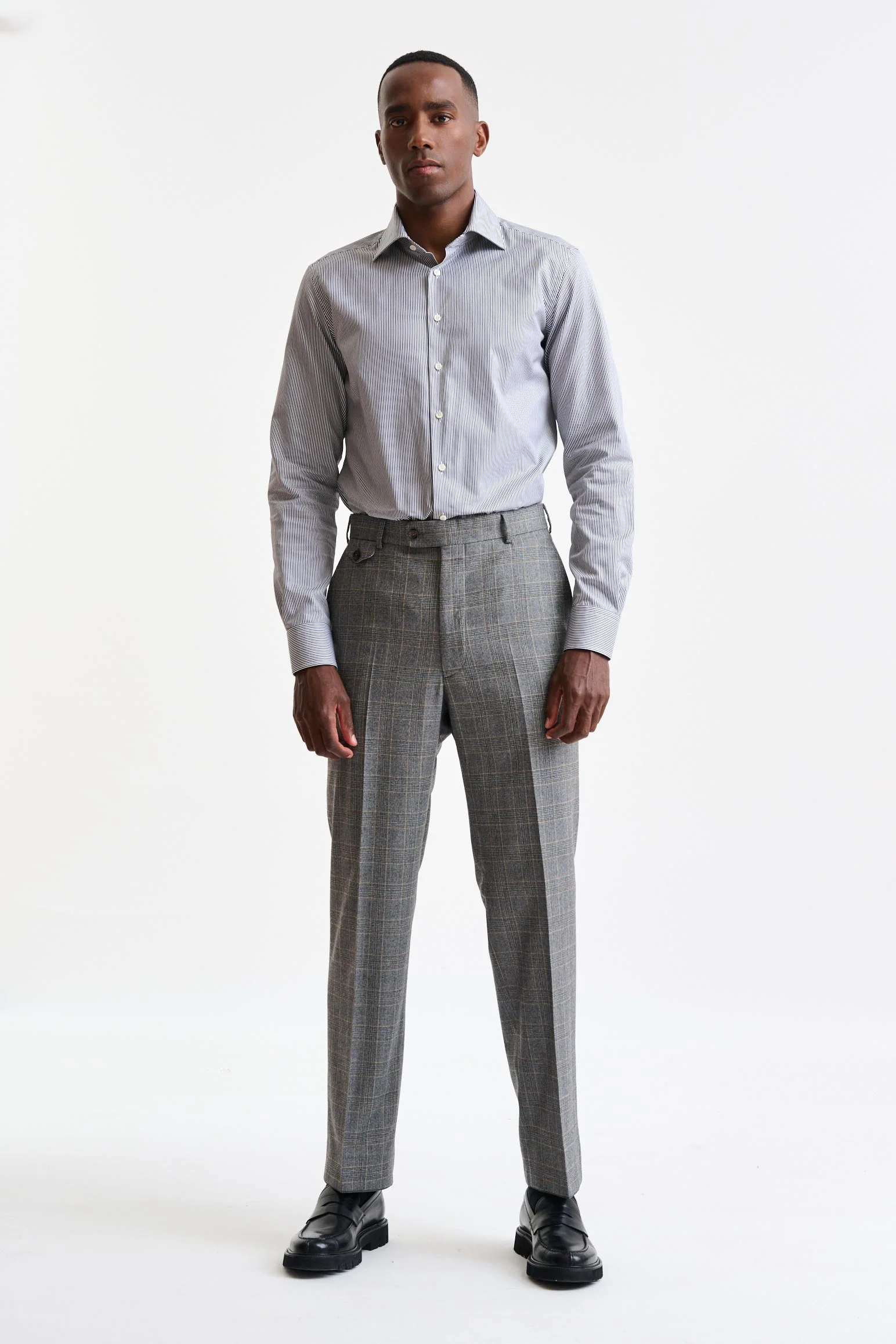 Black & White Stripped 100% Cotton Twill Formal Shirt - Image 2