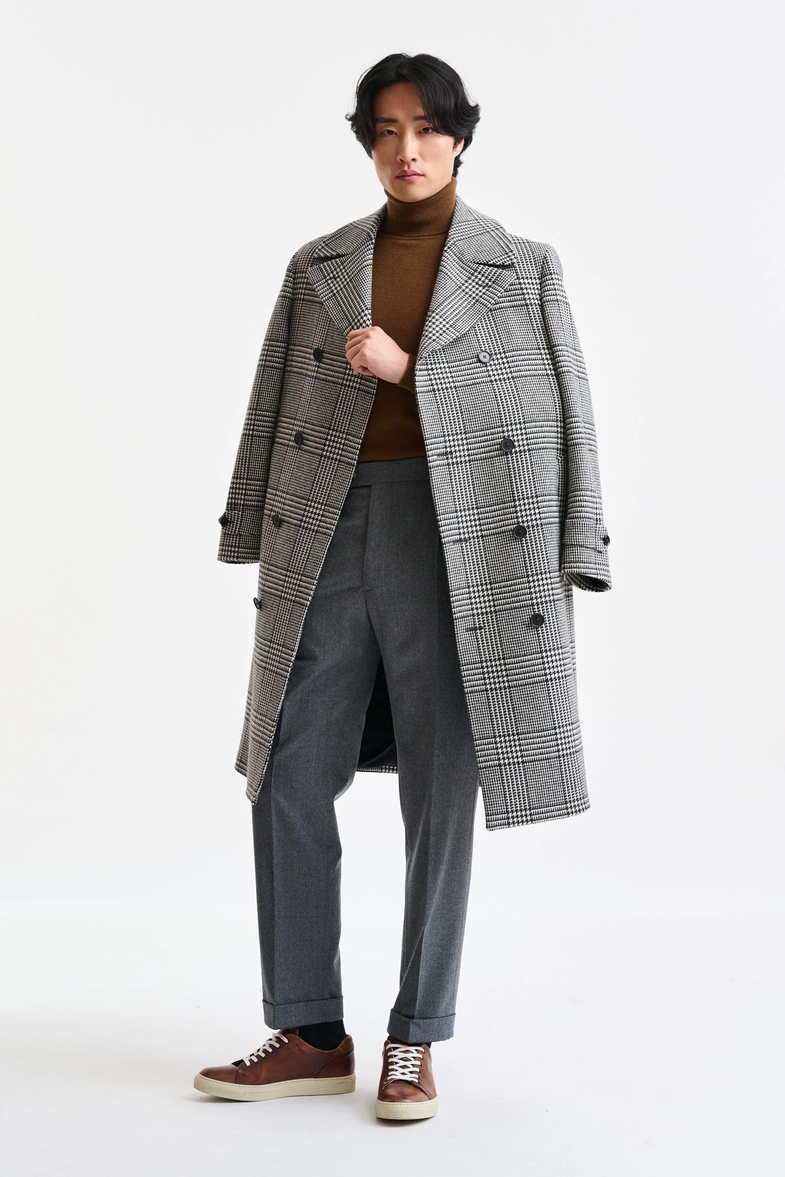 Black & White Wool & Cashmere Sheffield Overcoat Zeus