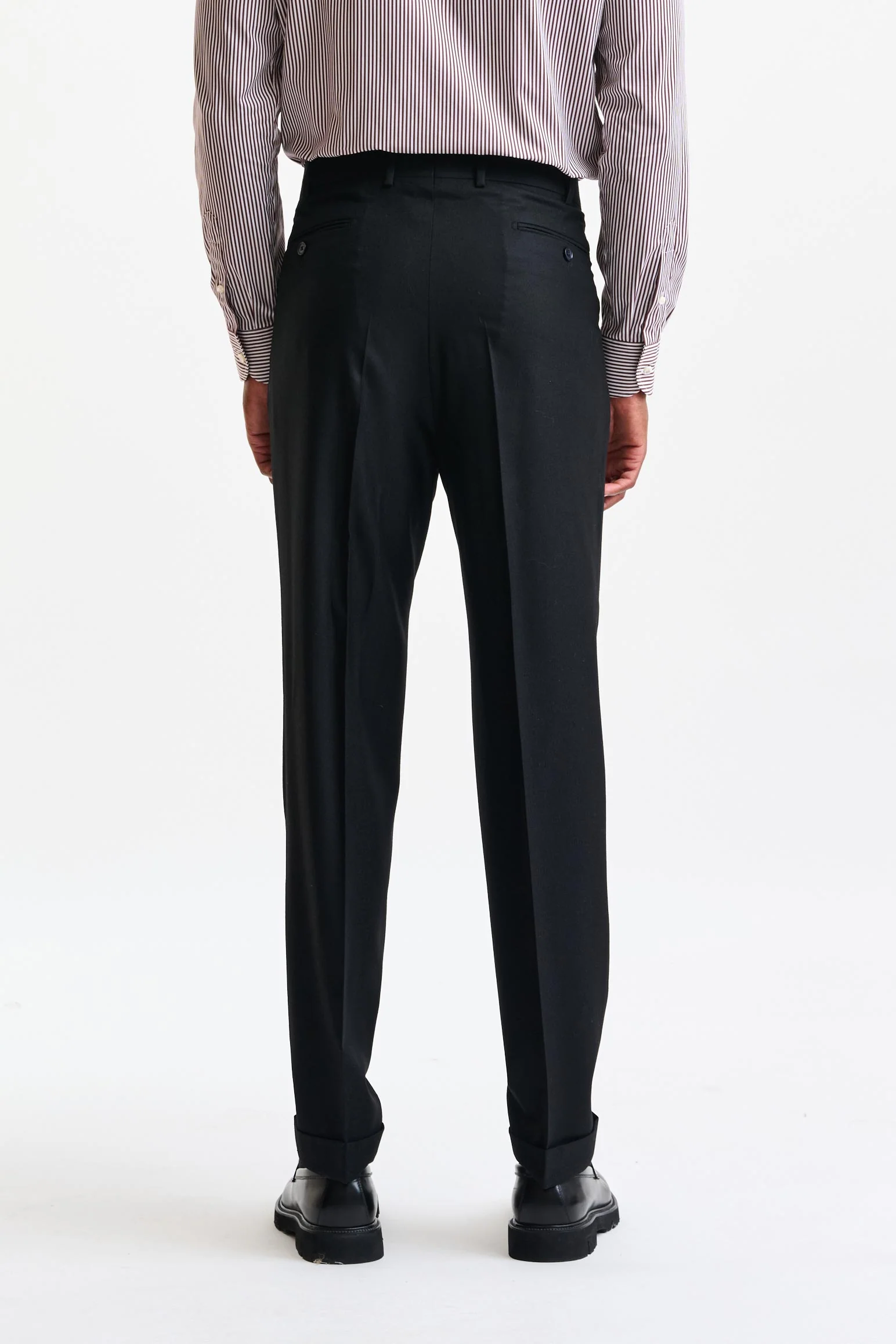 Black Wool Farley Trousers Flannel & Saxony - Image 2