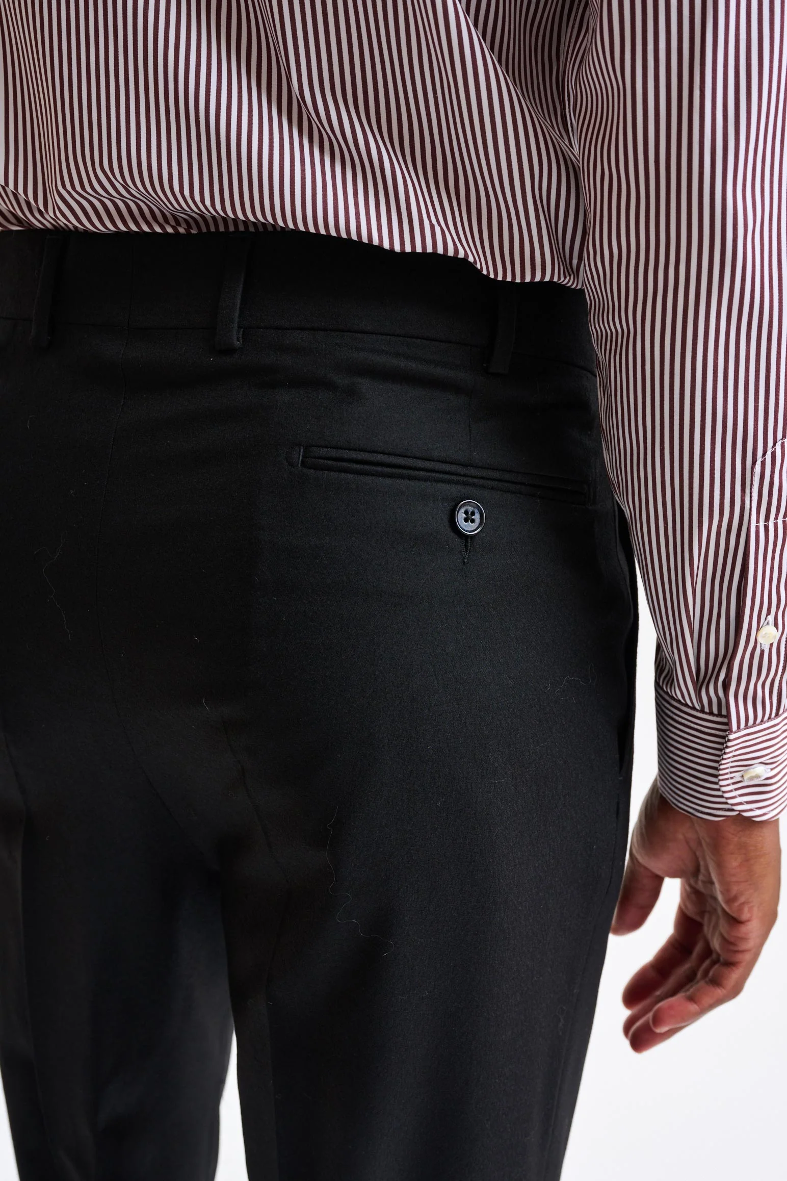 Black Wool Farley Trousers Flannel & Saxony - Image 3