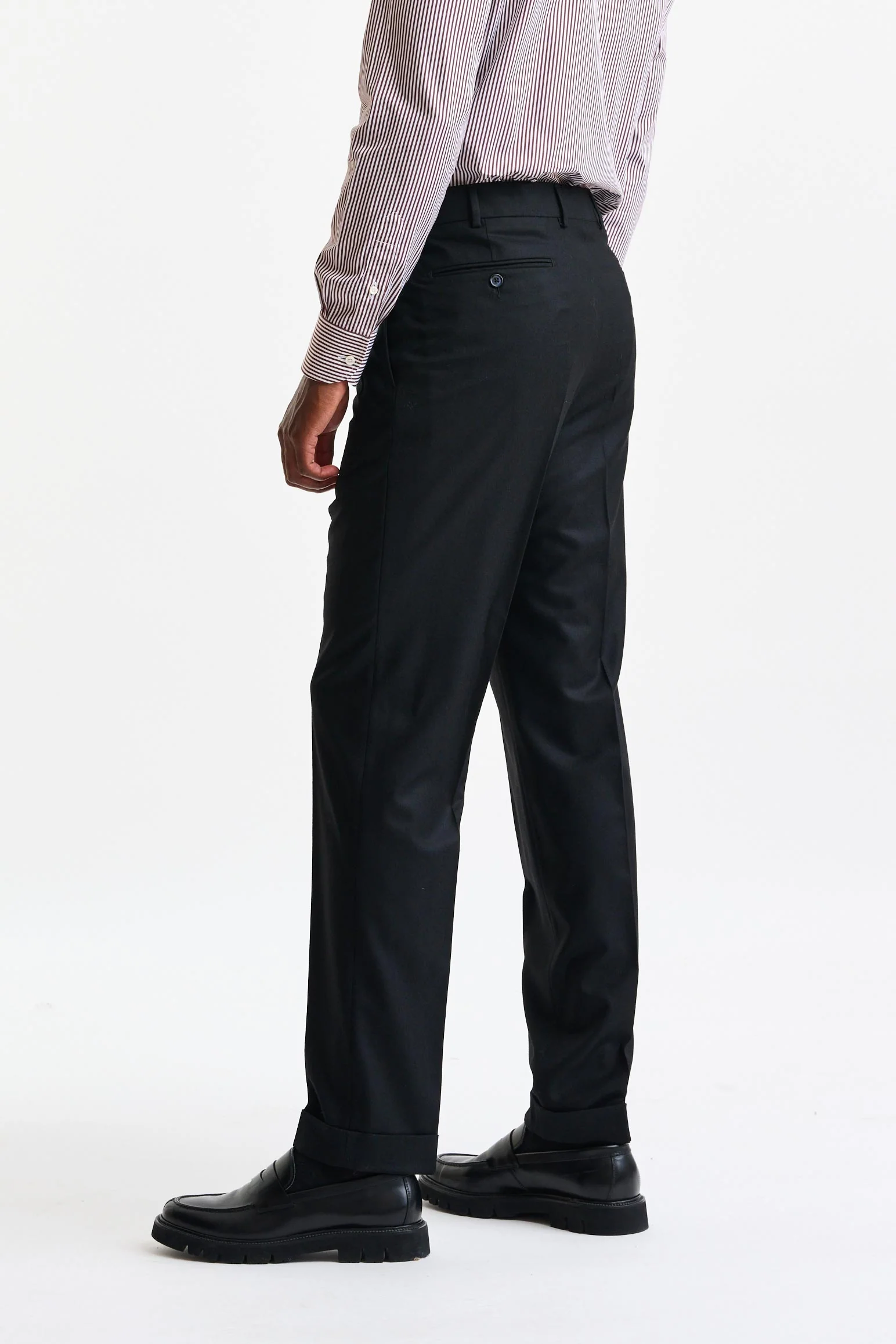Black Wool Farley Trousers Flannel & Saxony - Image 4