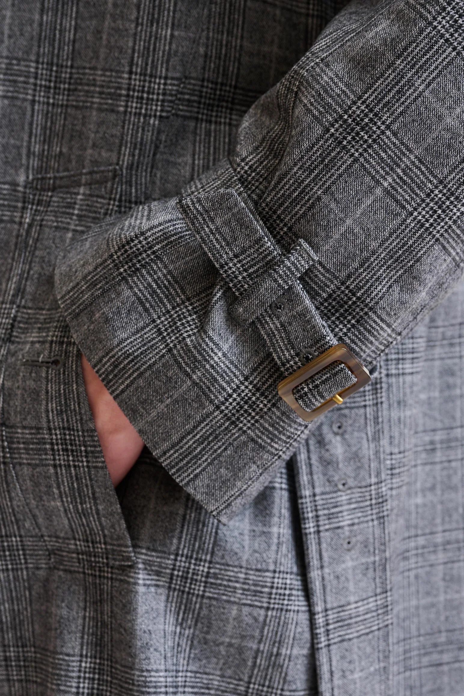 Grey Check Wool Marlow Tech Trench Coat Hybrid - Image 4