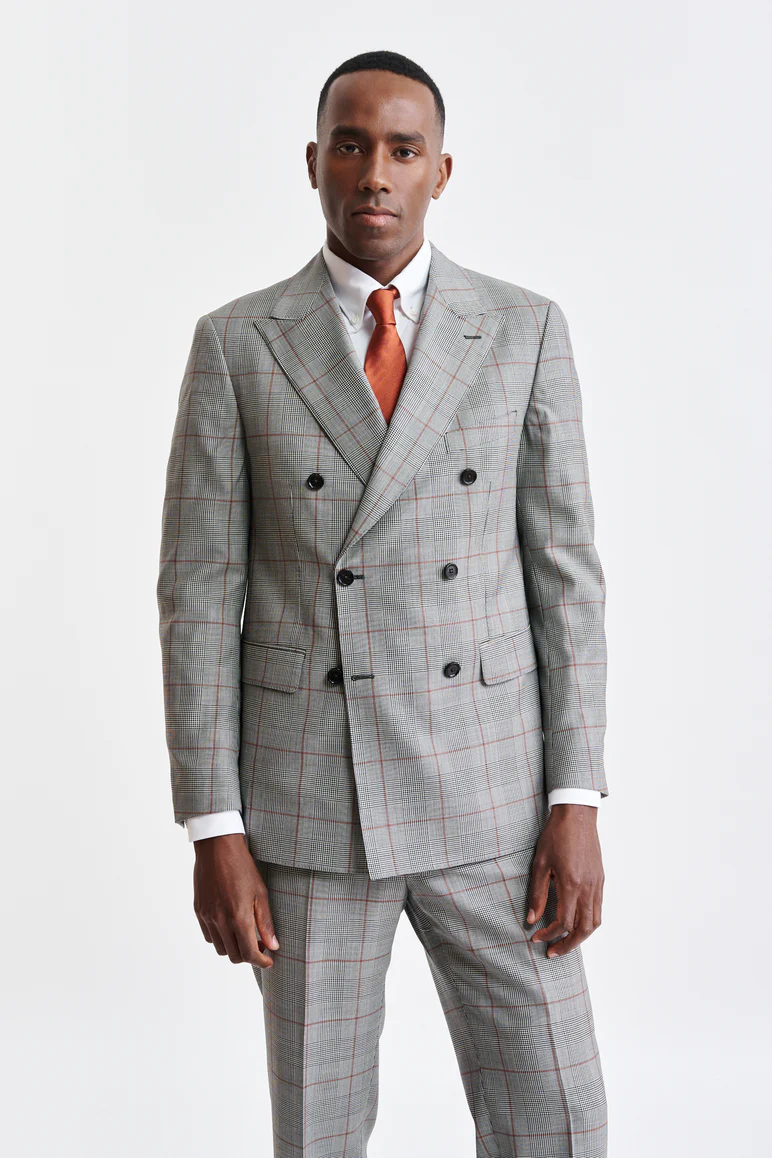 Grey Check Wool Super 100's Soho Suit Riviera Trend - Image 5