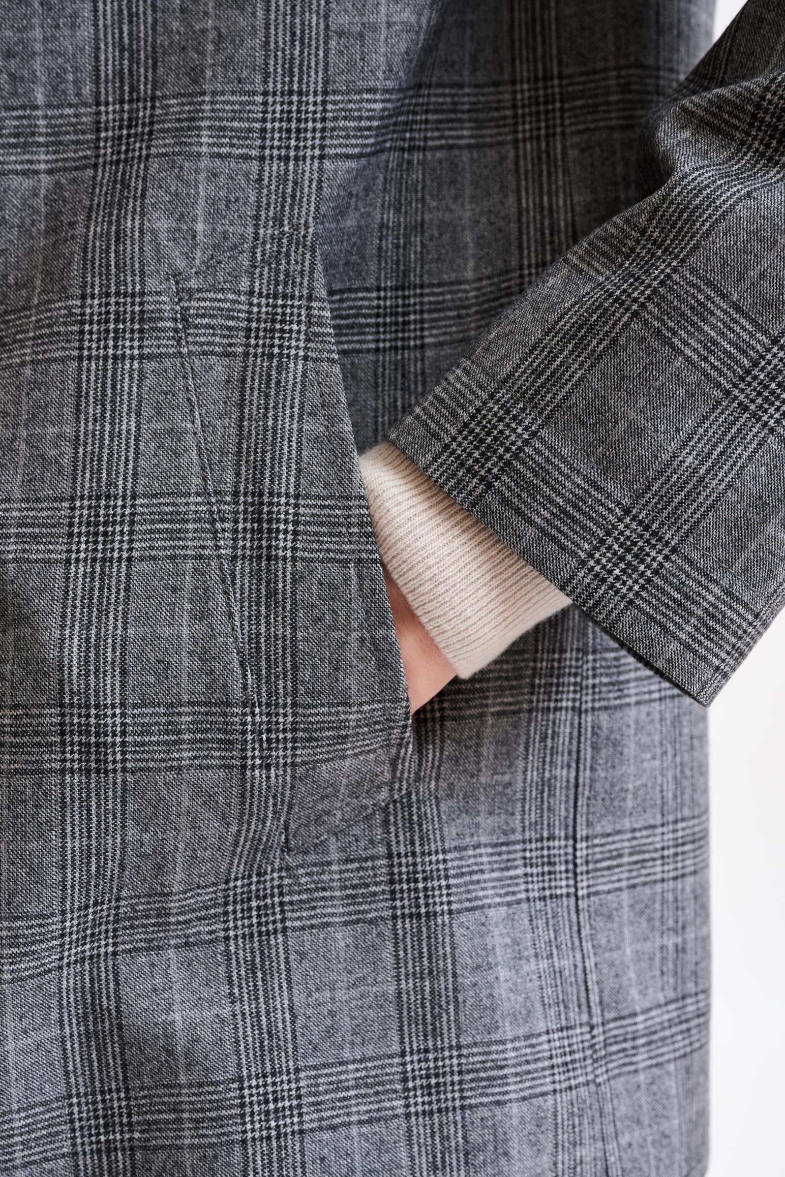 Check Grey Wool Troy Tech Jacket Hybrid - Image 5