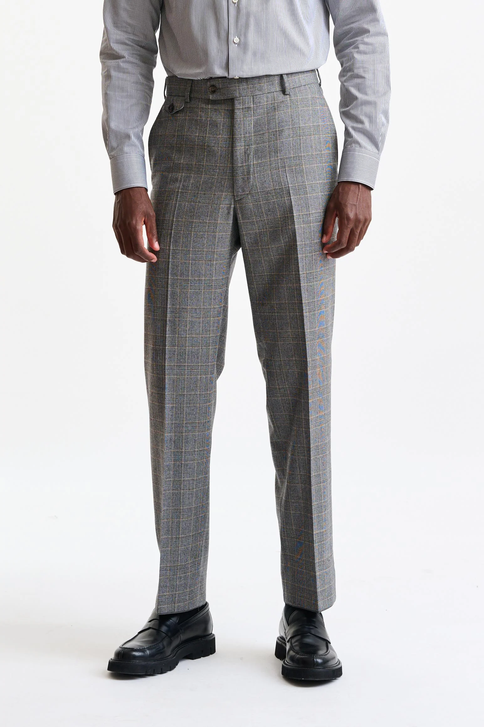 Grey Wool Farley Trousers Flannel & Saxony