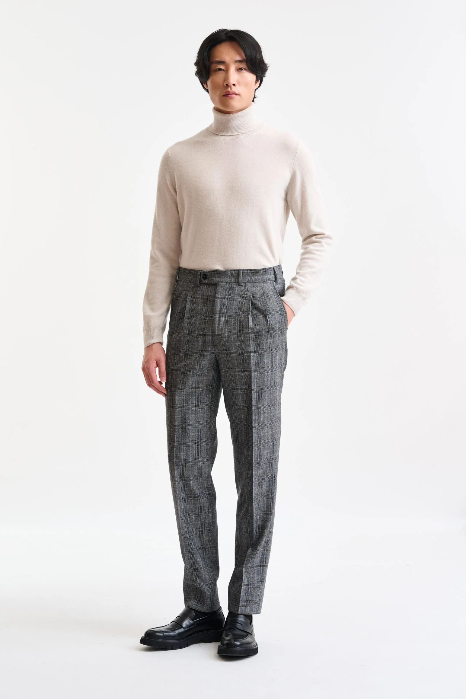 Grey Check Wool Farley Trousers Hybrid - Image 2