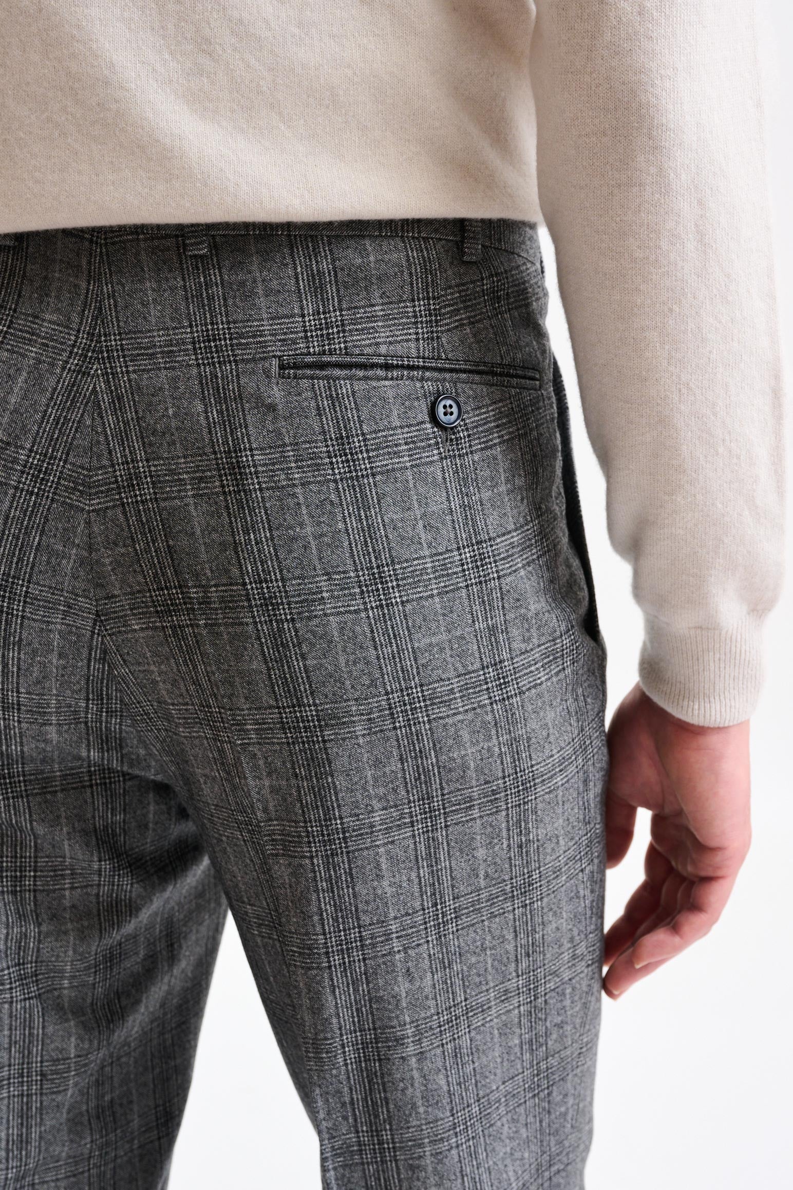 Grey Check Wool Farley Trousers Hybrid - Image 4