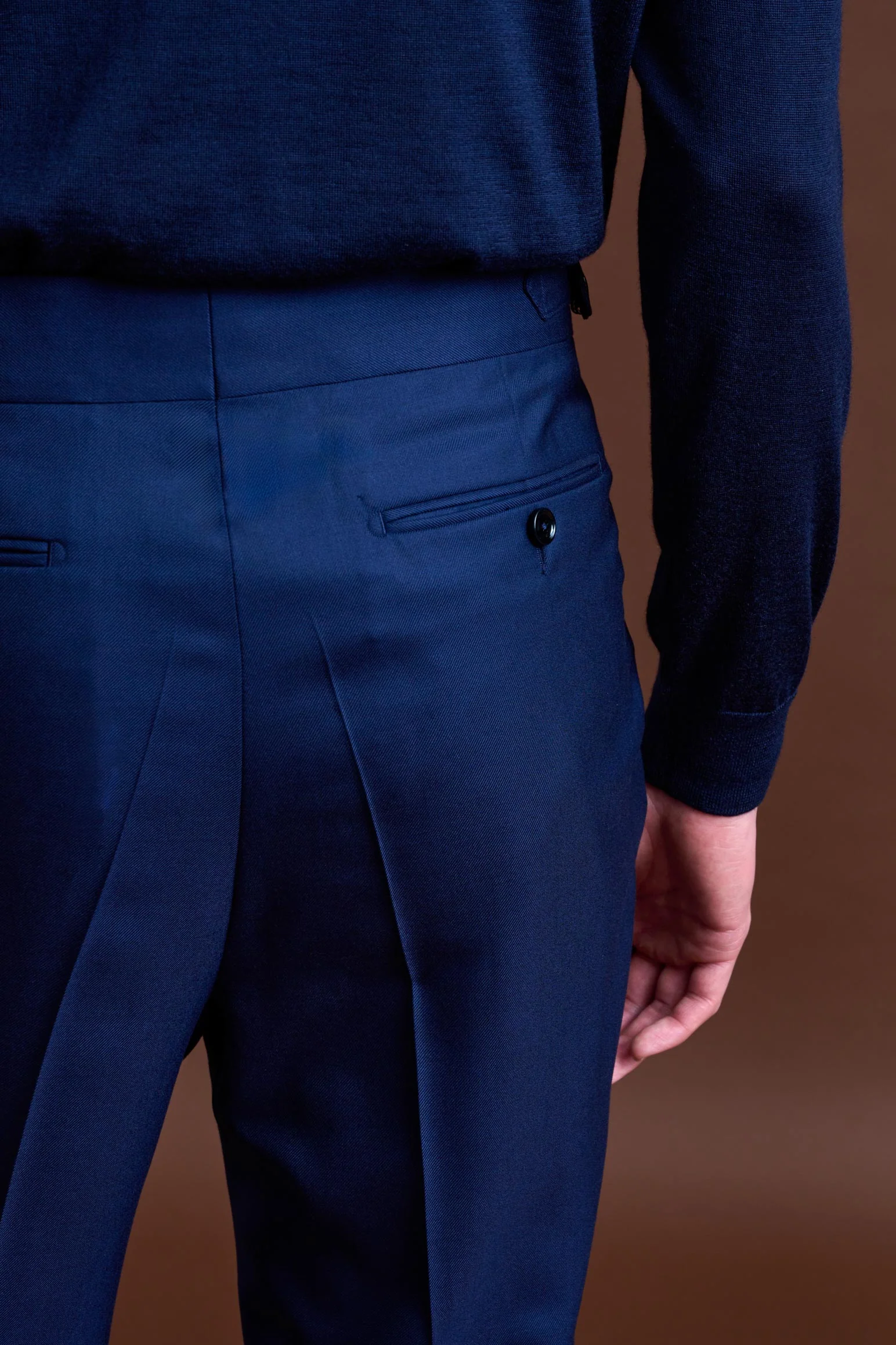 Blue 100% Cashmere Gibbet Trousers Golden Gate - Image 3