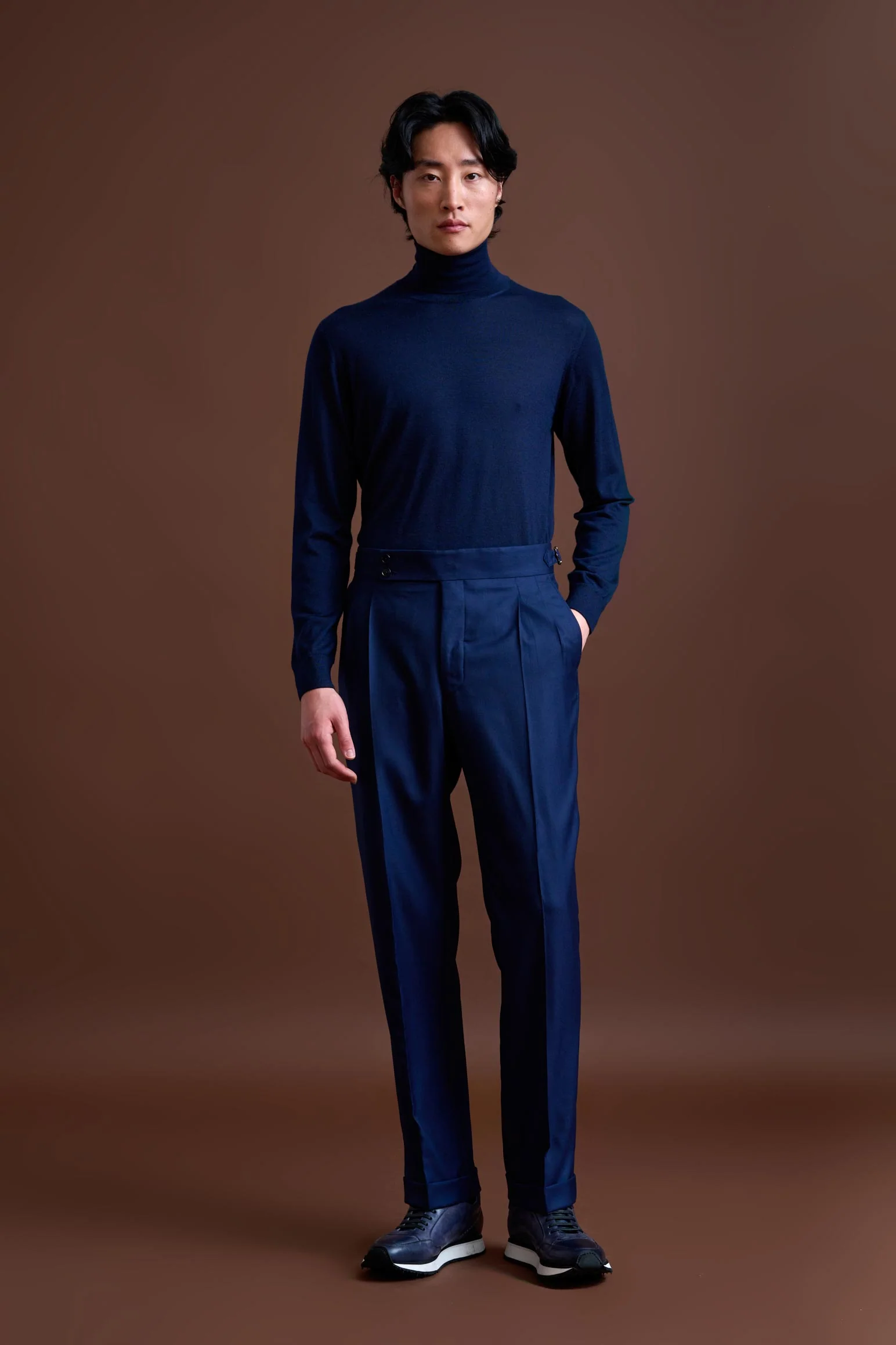 Blue 100% Cashmere Gibbet Trousers Golden Gate - Image 4