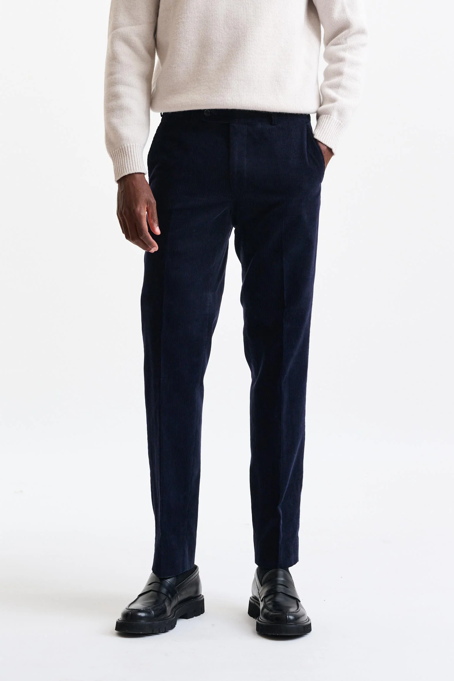 Blue 100% Cotton Farley Trousers Corduroy