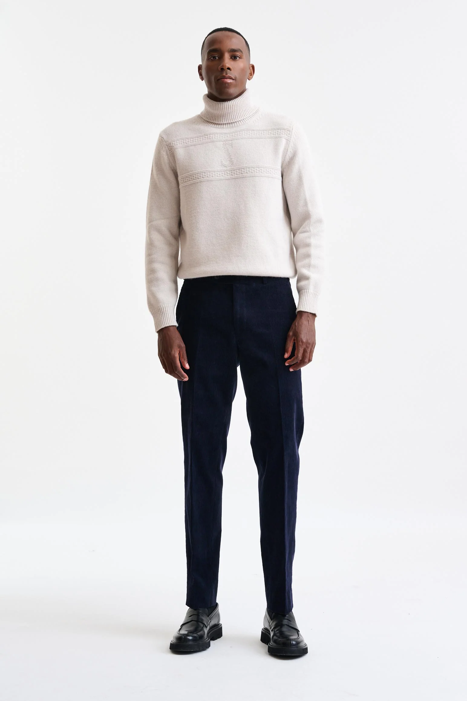 Blue 100% Cotton Farley Trousers Corduroy - Image 2