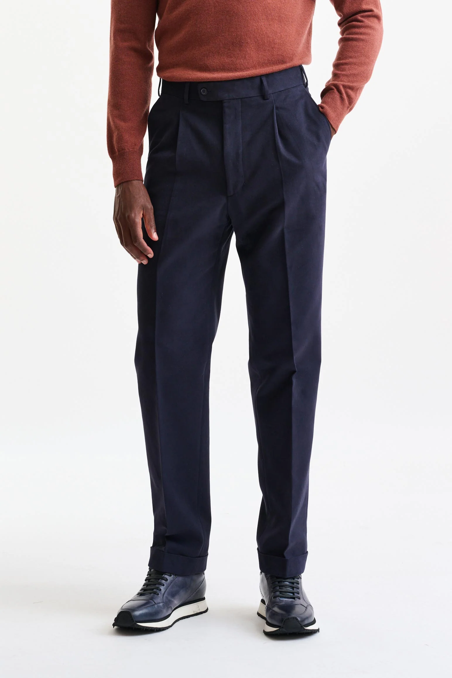 Blue Cashmere and Cotton Farley Trousers