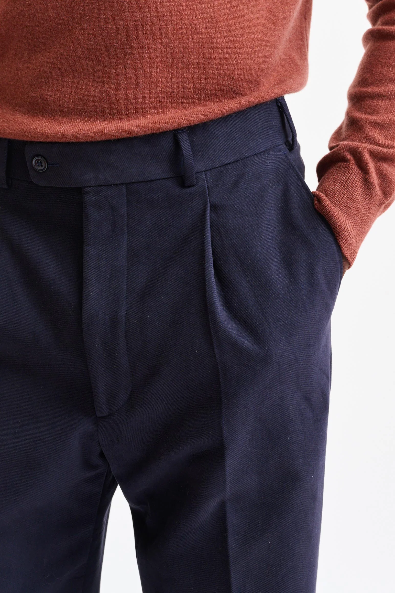 Blue Cashmere and Cotton Farley Trousers - Image 3