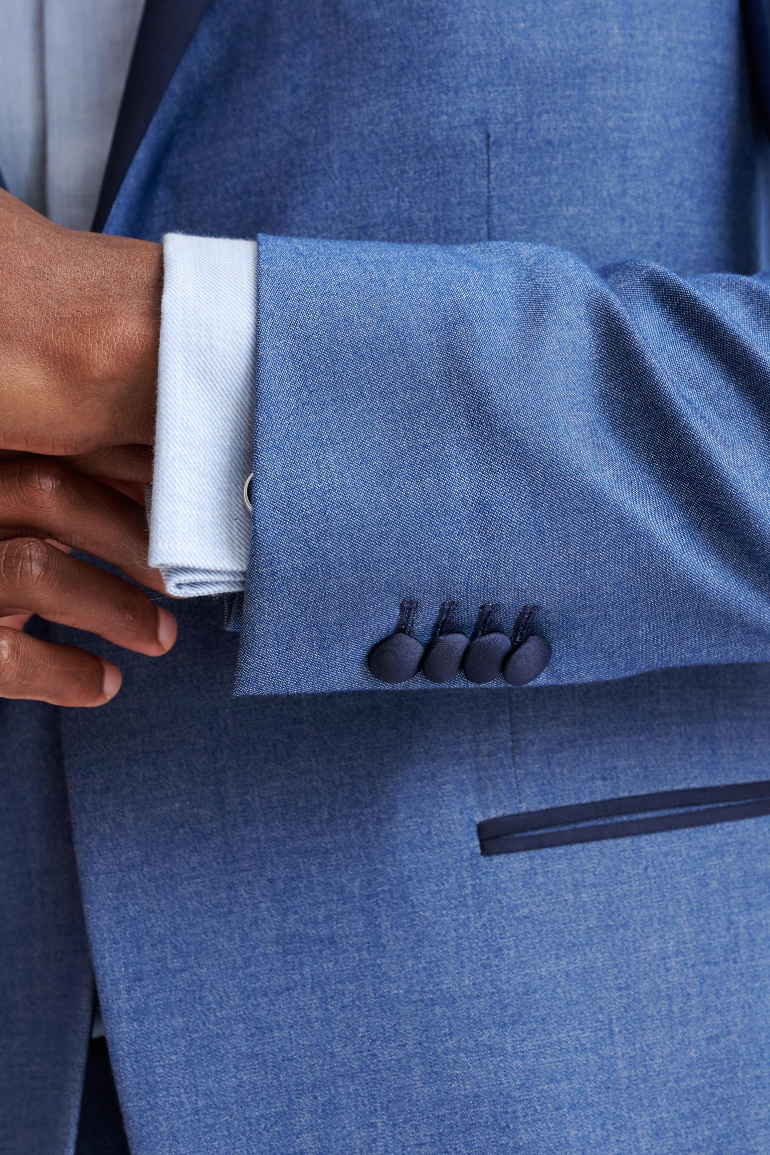 Blue Cashmere & Cotton Kenton Tuxedo Cashmere Denim - Image 4