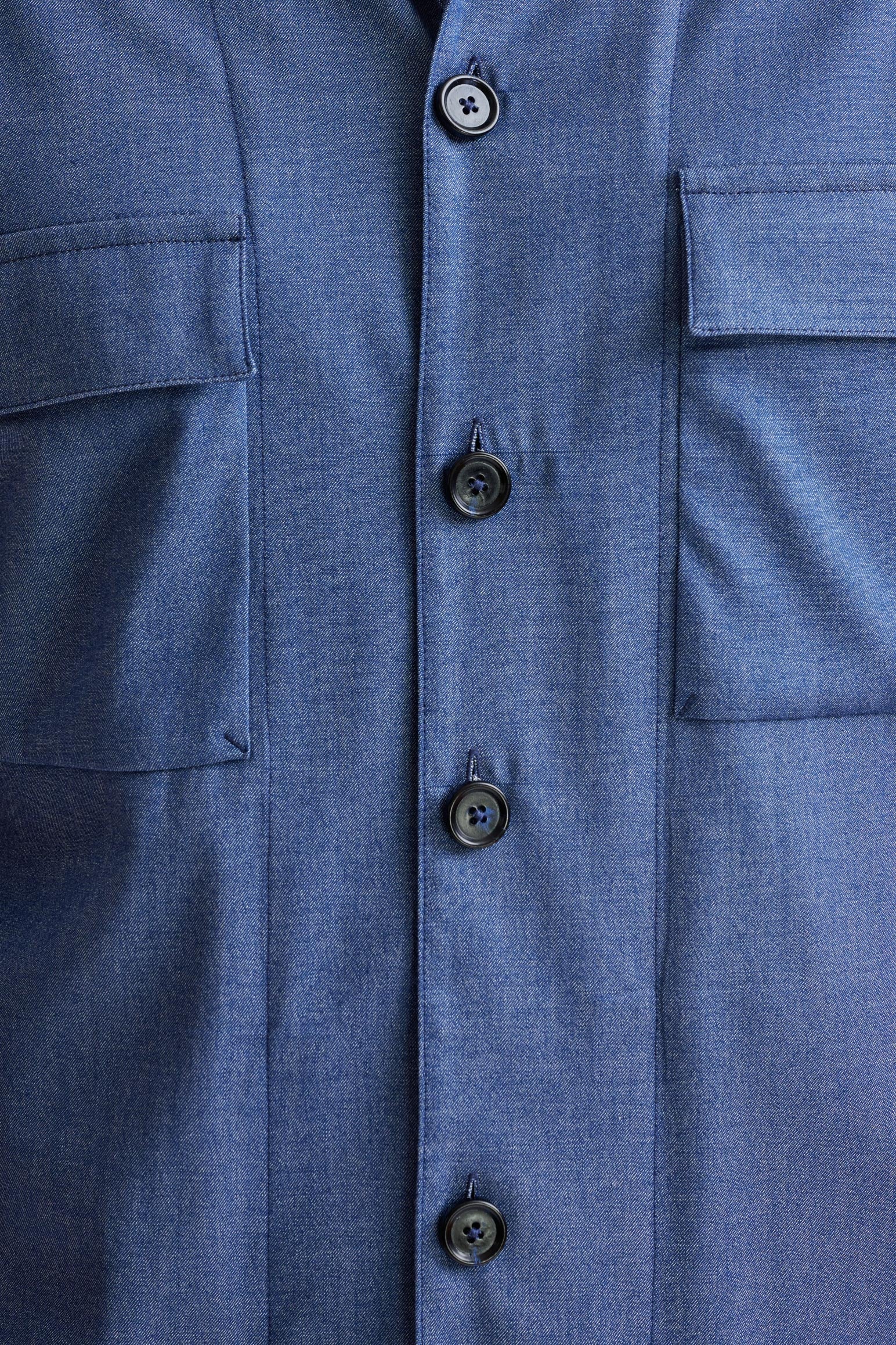 Blue Cotton Plymouth Overshirt Cashmere Denim - Image 3
